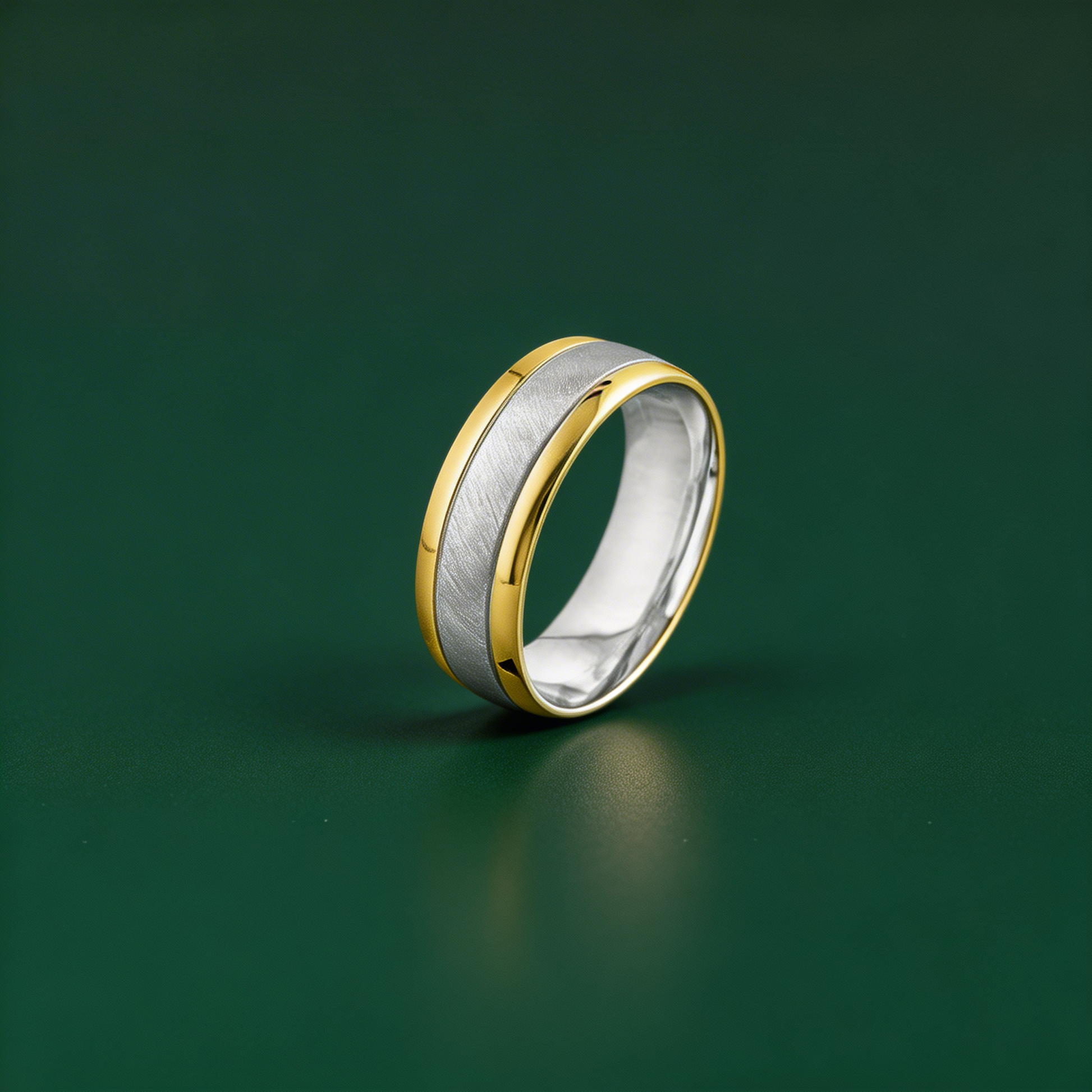 9ct Yellow Gold and Silver 925 Court Shape Matt Center 7mm Wedding Ring