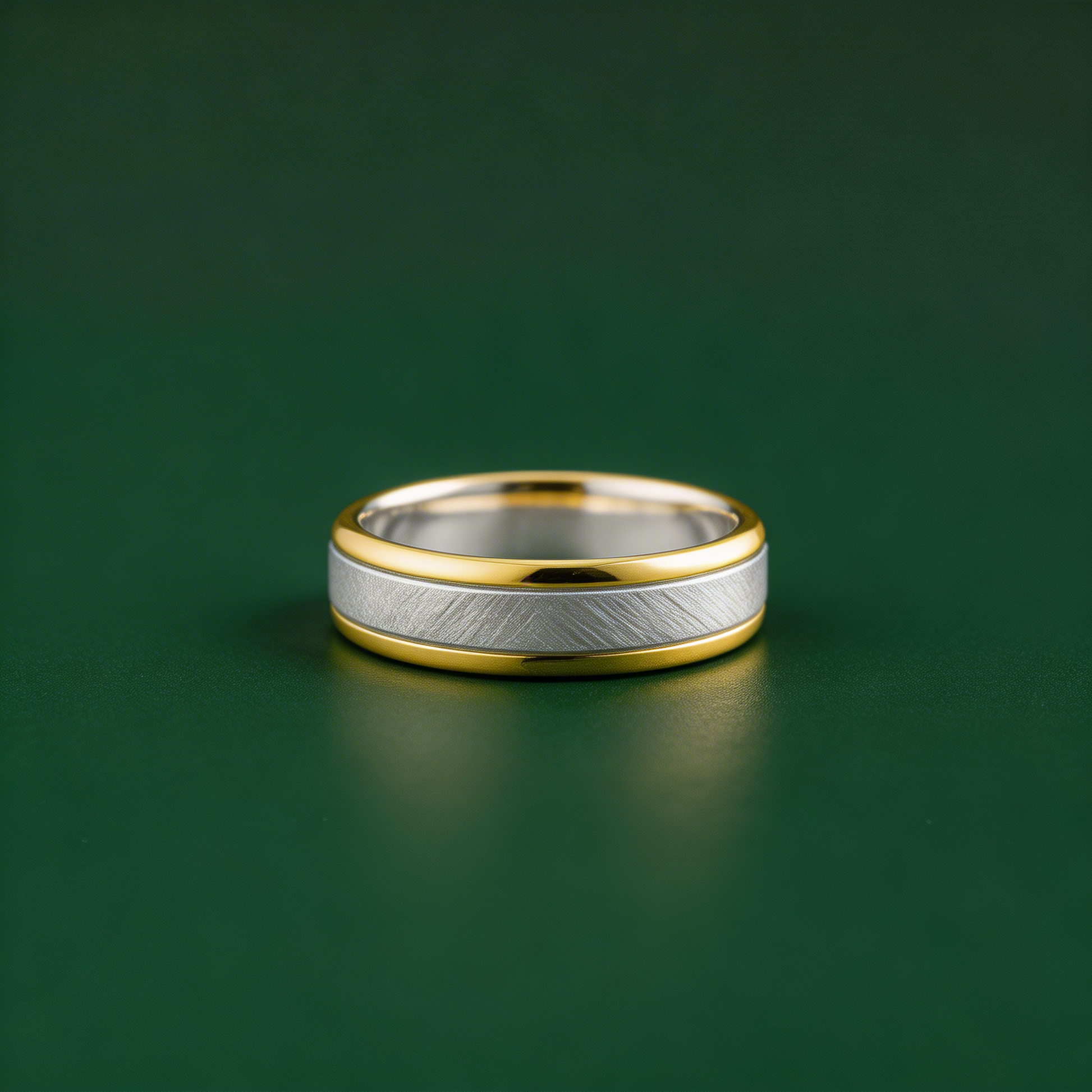 9ct Yellow Gold and Silver 925 Court Shape Matt Center 7mm Wedding Ring