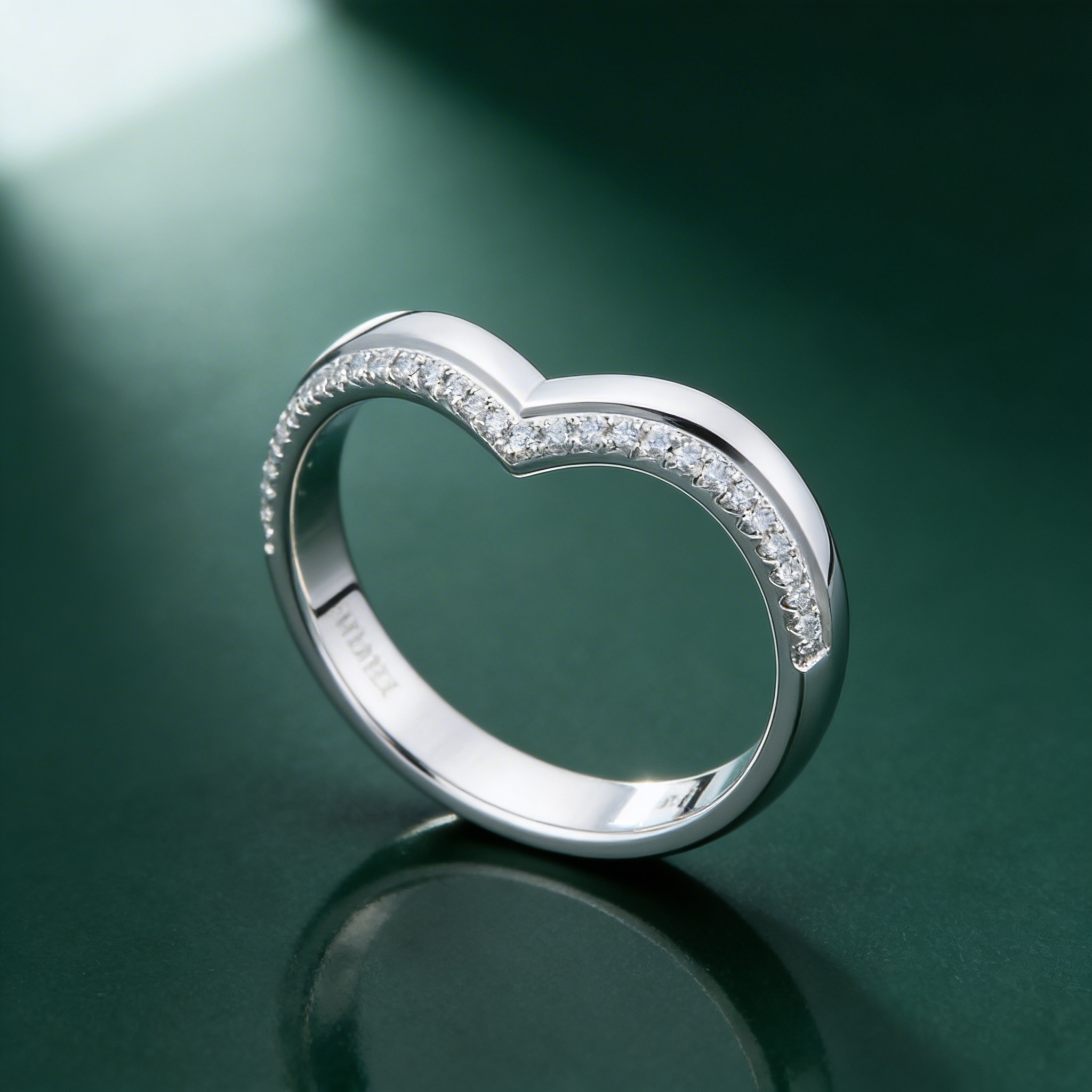 Platinum Side set with 0.15ct Diamond 3mm Eternity Wishbone Ring