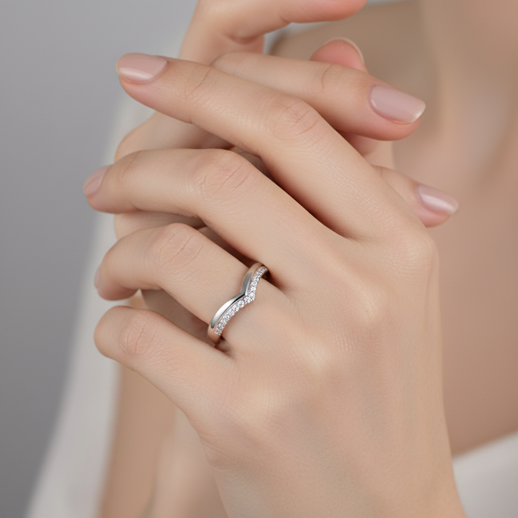 Platinum Side set with 0.15ct Diamond 3mm Eternity Wishbone Ring