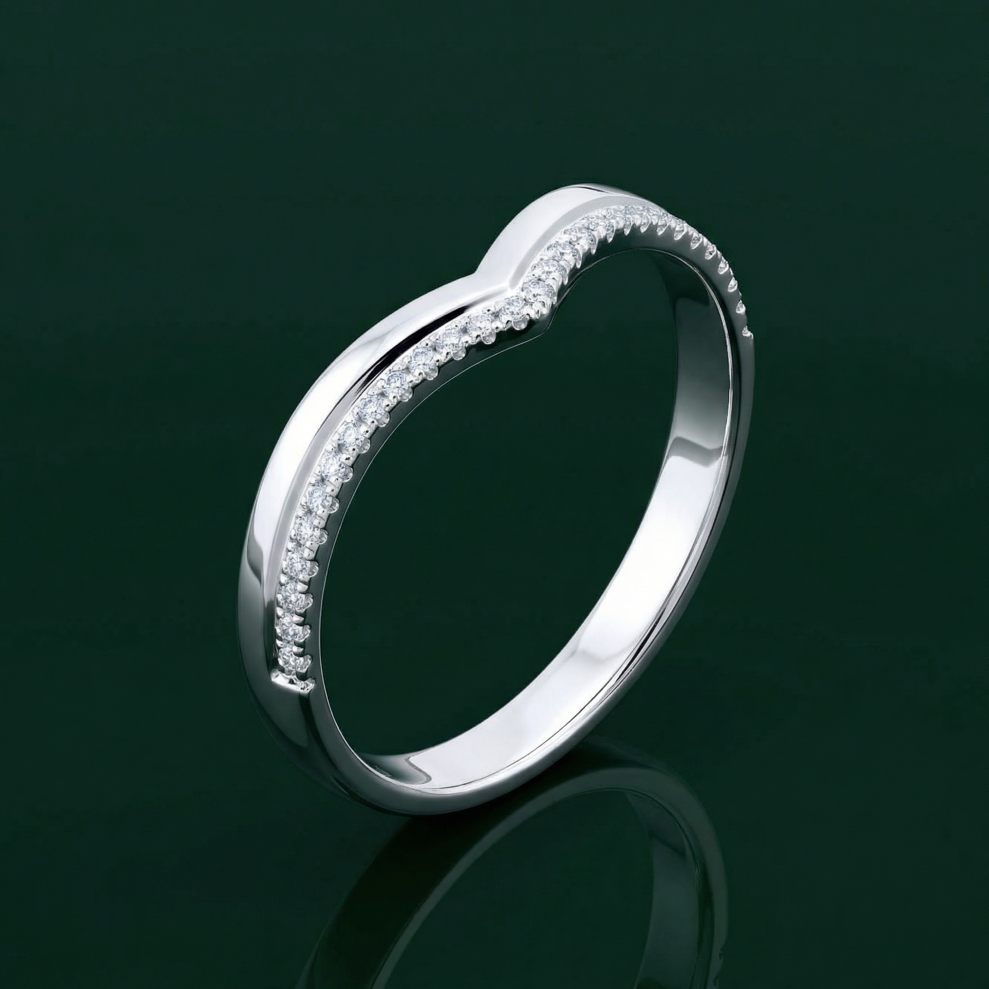 Platinum Side set with 0.15ct Diamond 3mm Eternity Wishbone Ring