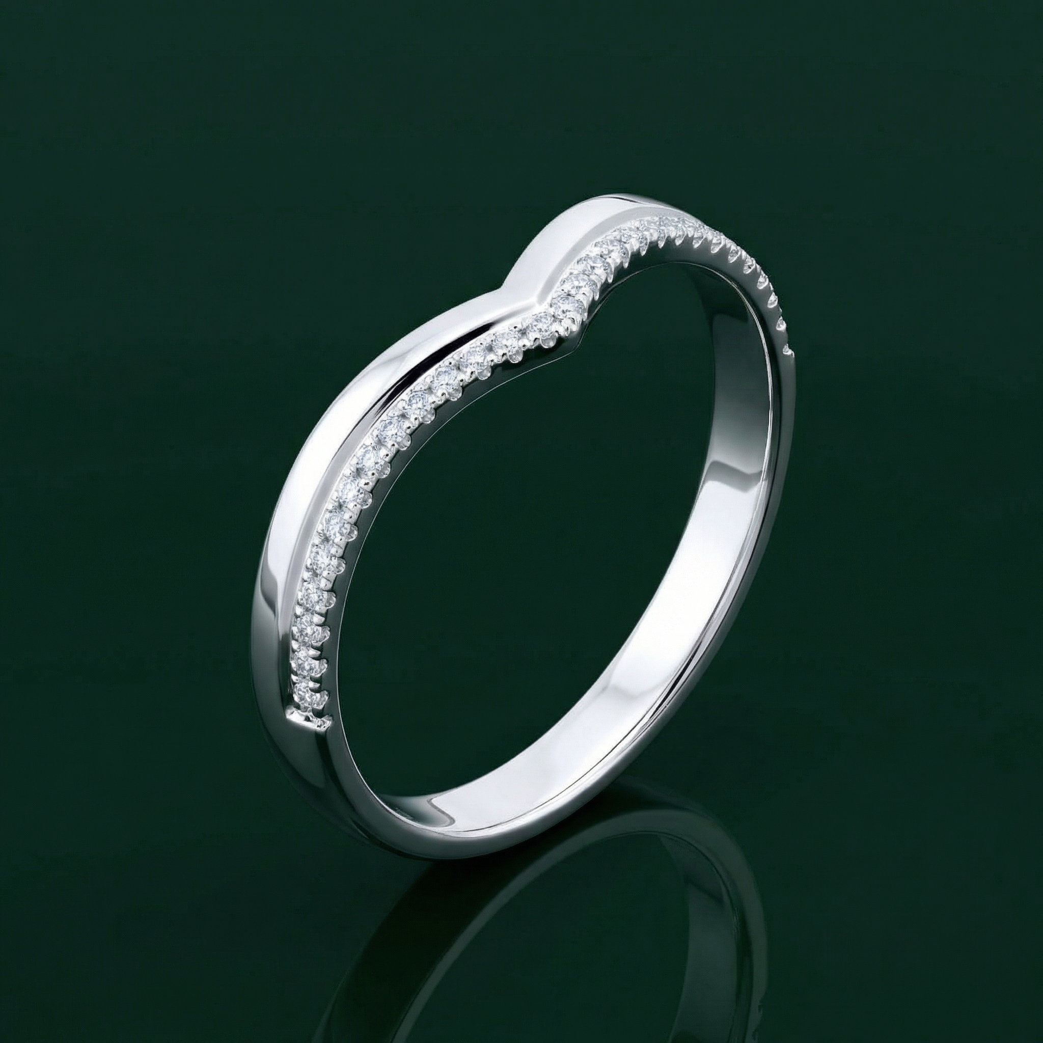 Platinum Side set with 0.15ct Diamond 3mm Eternity Wishbone Ring