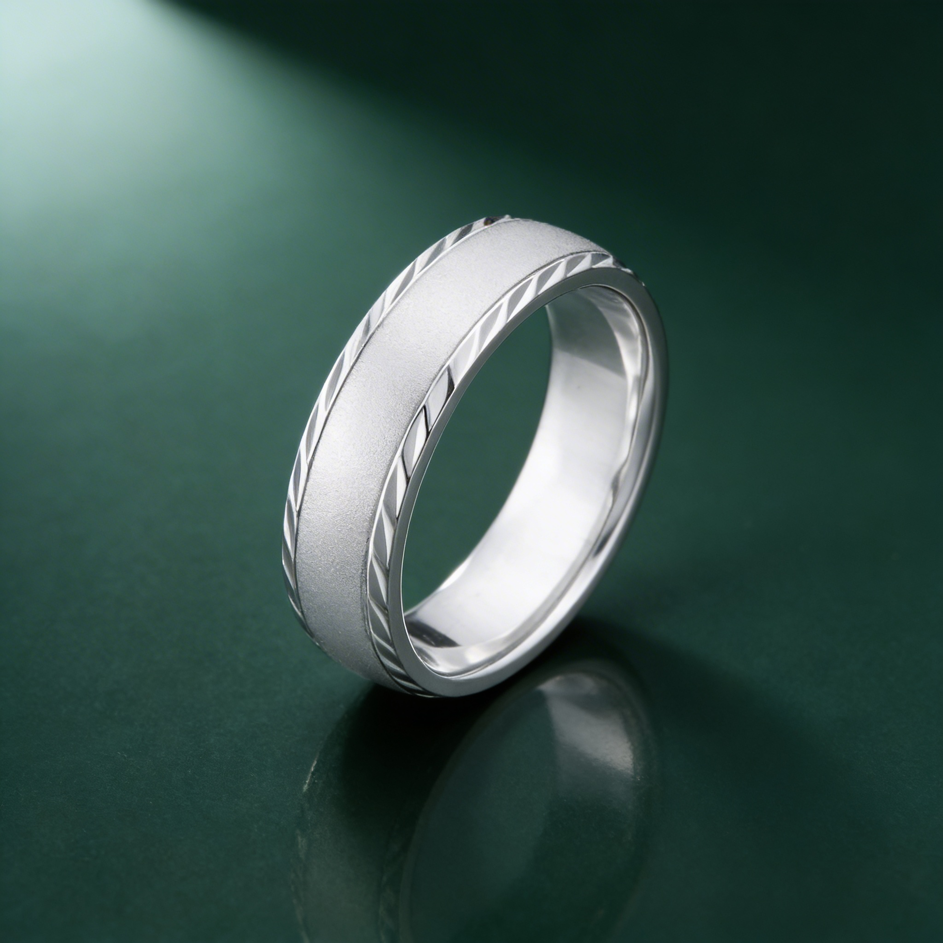 Palladium 950 Court Shape Matt Center with Cut Edges 5mm Wedding Ring