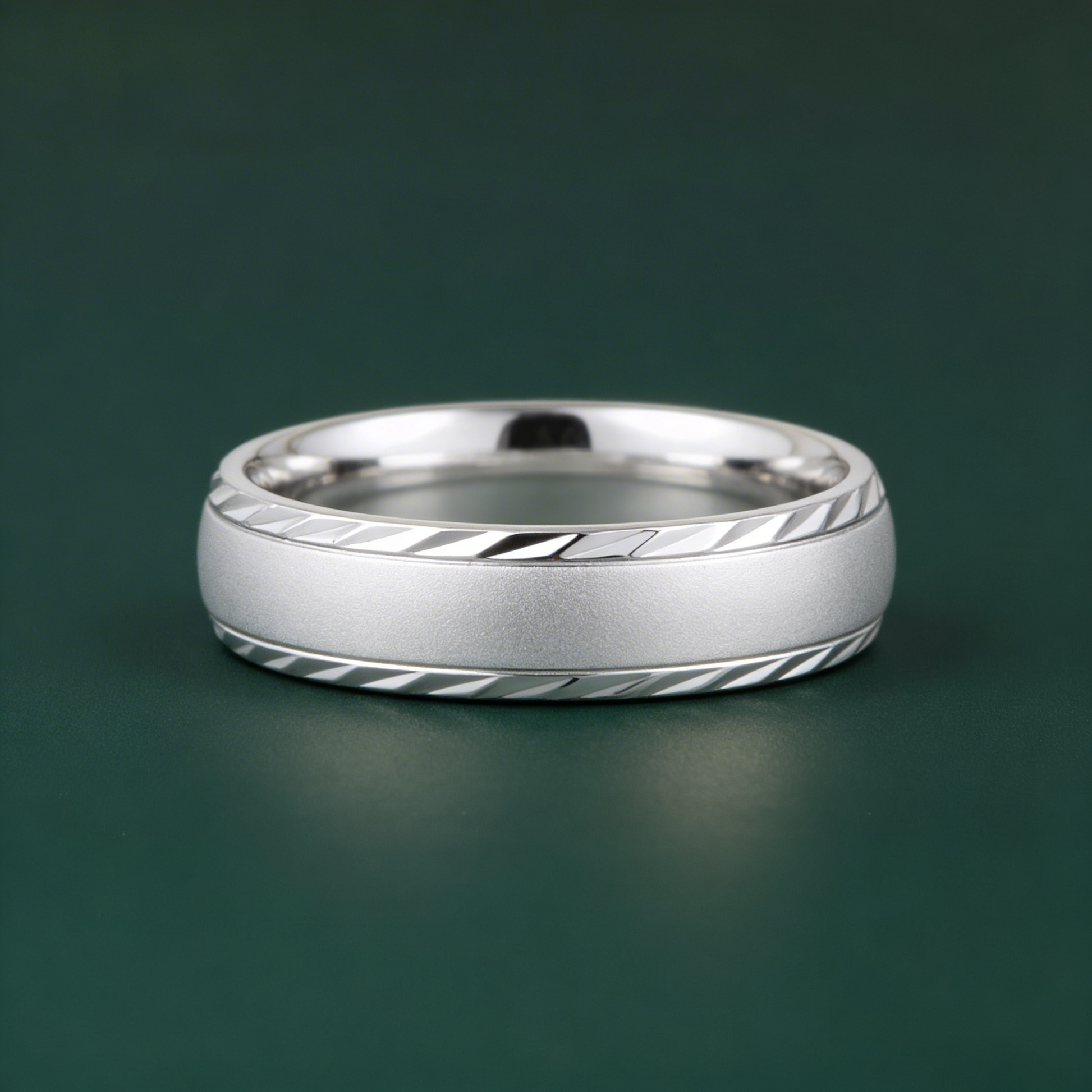 Palladium 950 Court Shape Matt Center with Cut Edges 5mm Wedding Ring