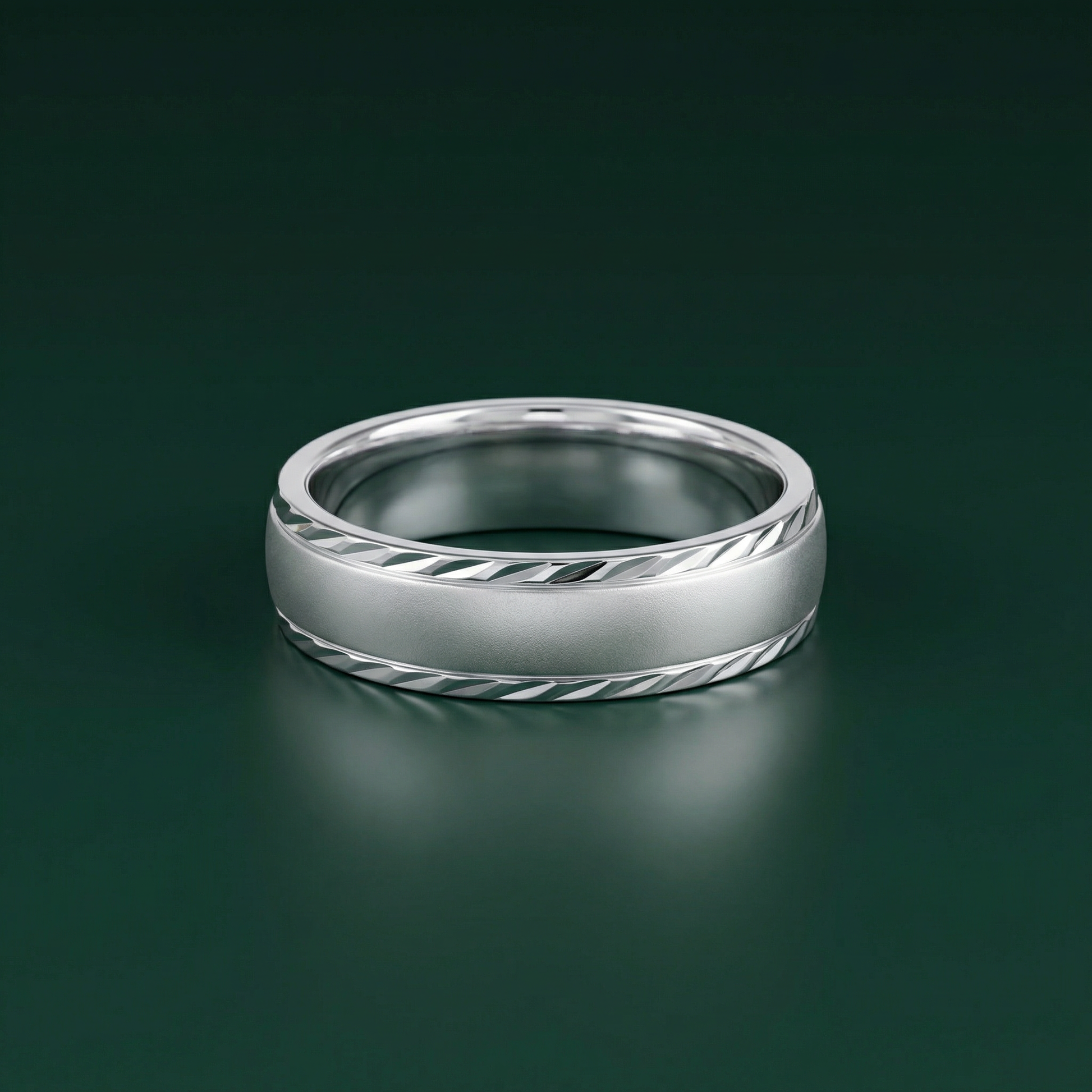 Palladium 500 Court Matt Center with Cut Edges 6mm Wedding Ring