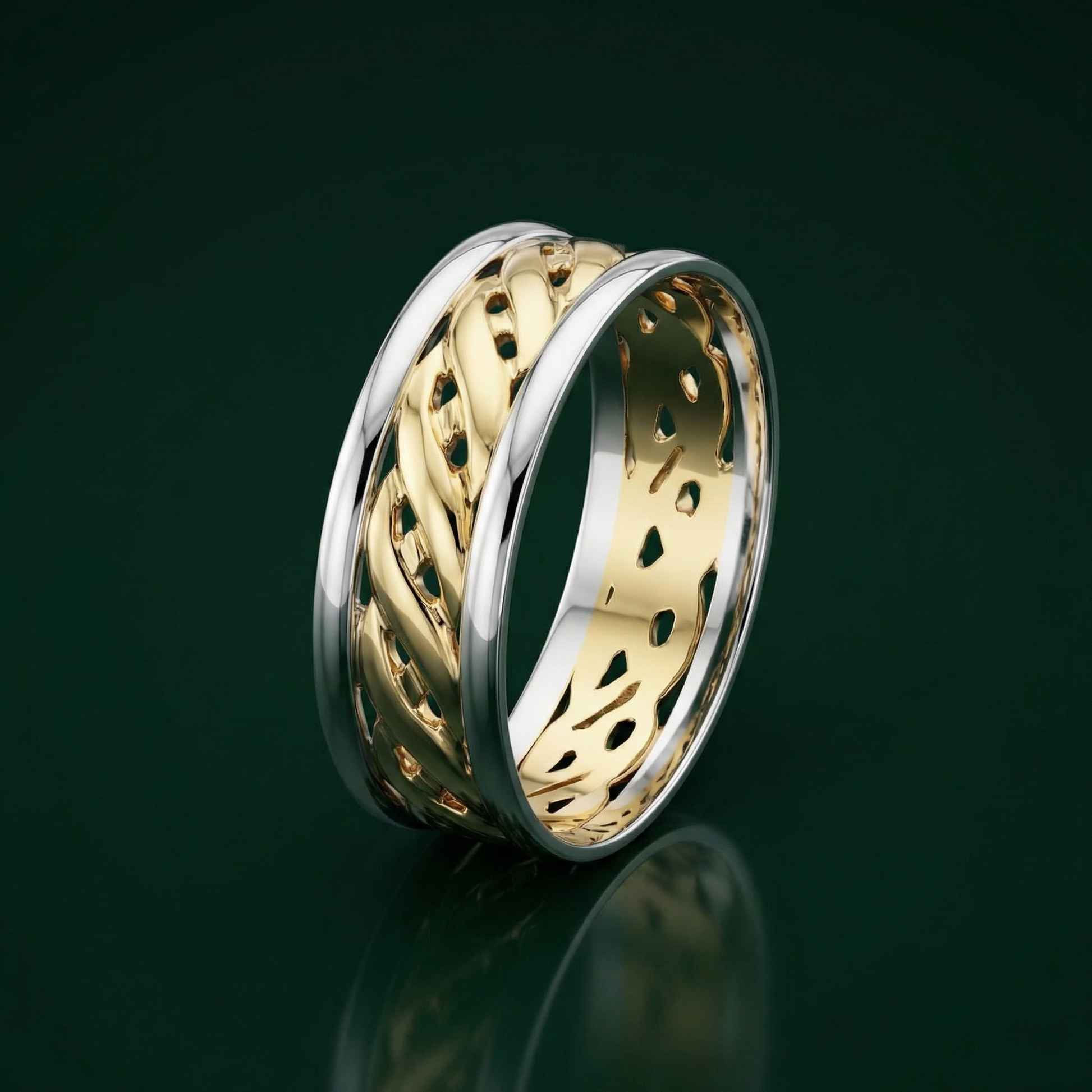 9ct White & Yellow Gold 6mm Celtic Wedding Ring