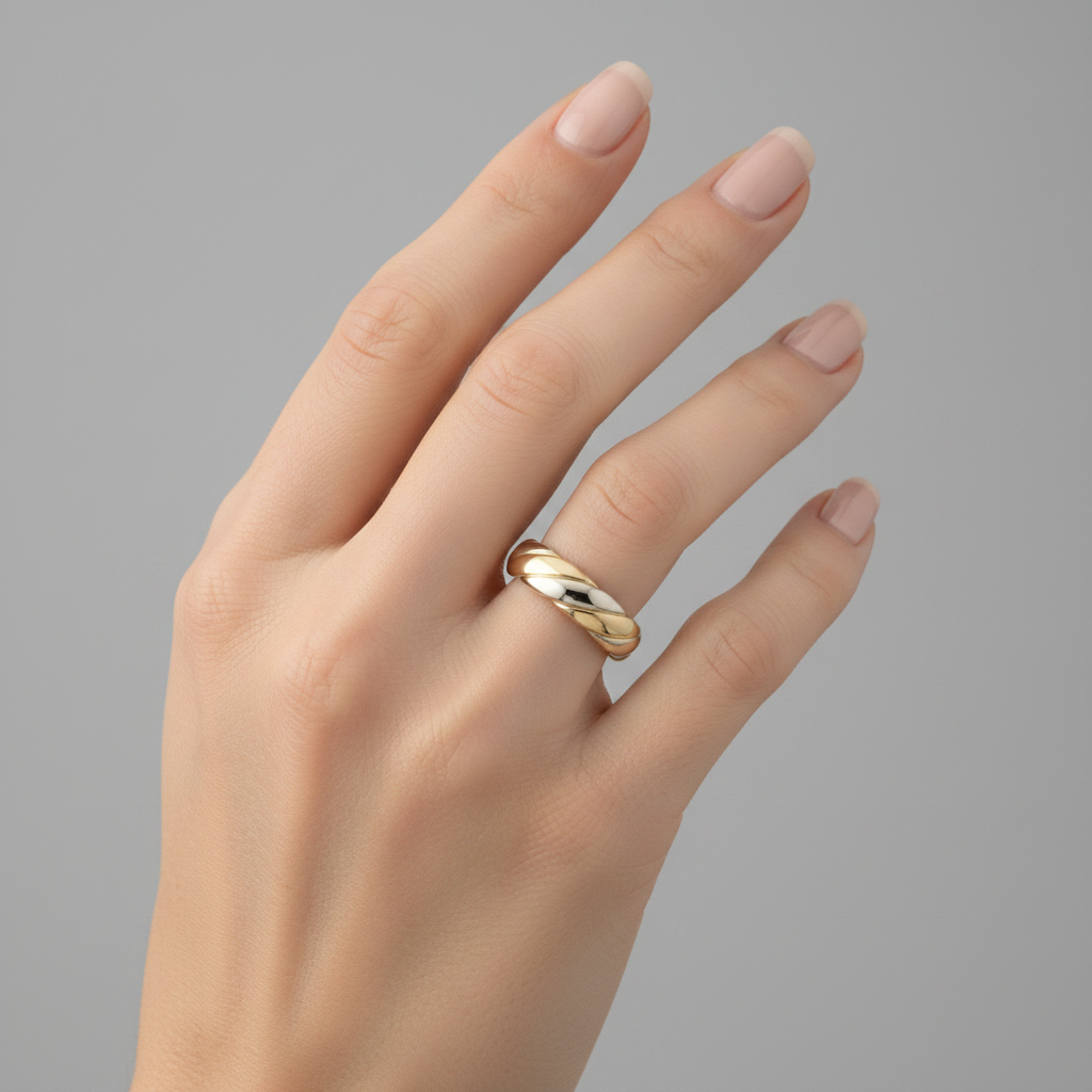 9ct White & Yellow Gold 5mm Twisted Wedding Ring