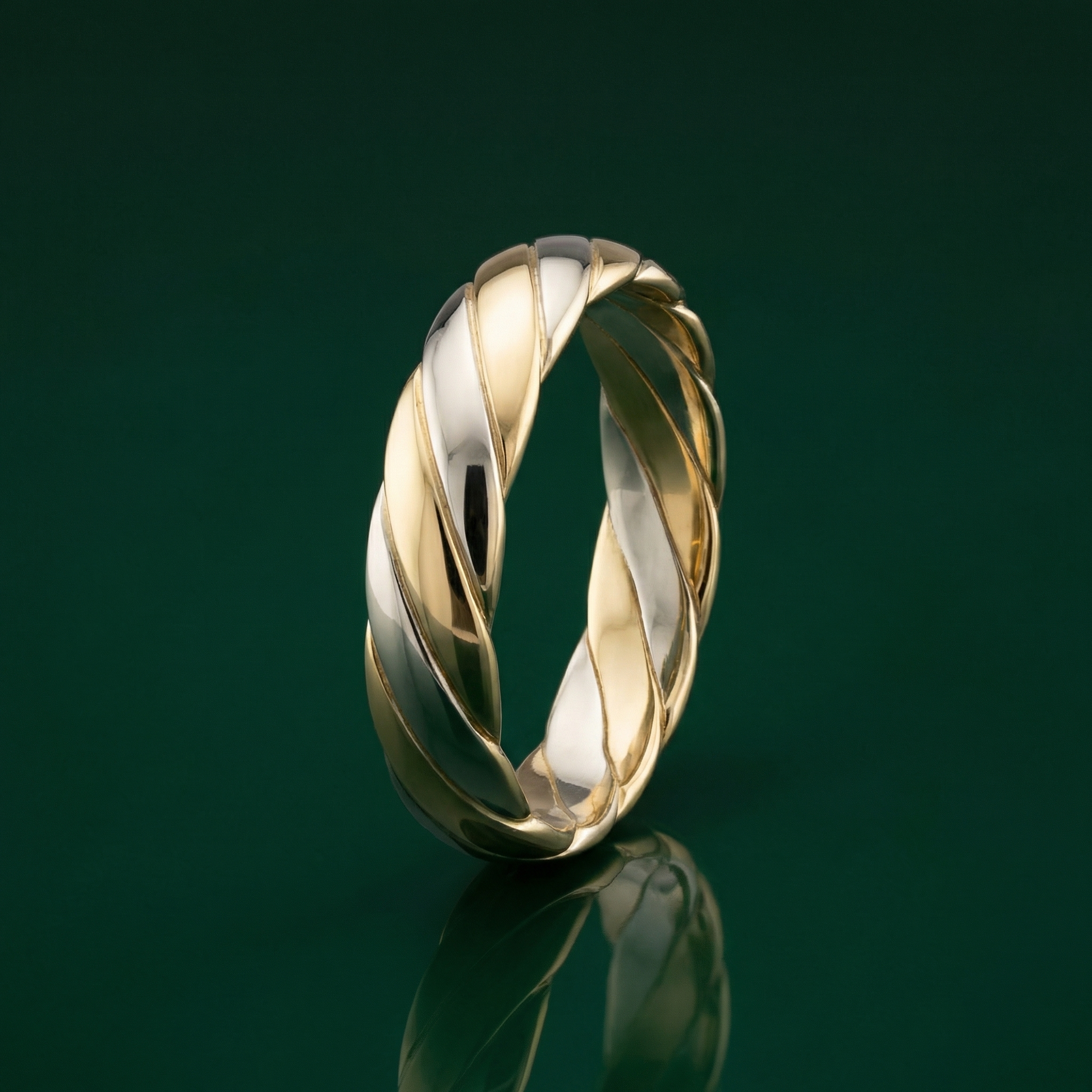9ct White & Yellow Gold 5mm Twisted Wedding Ring