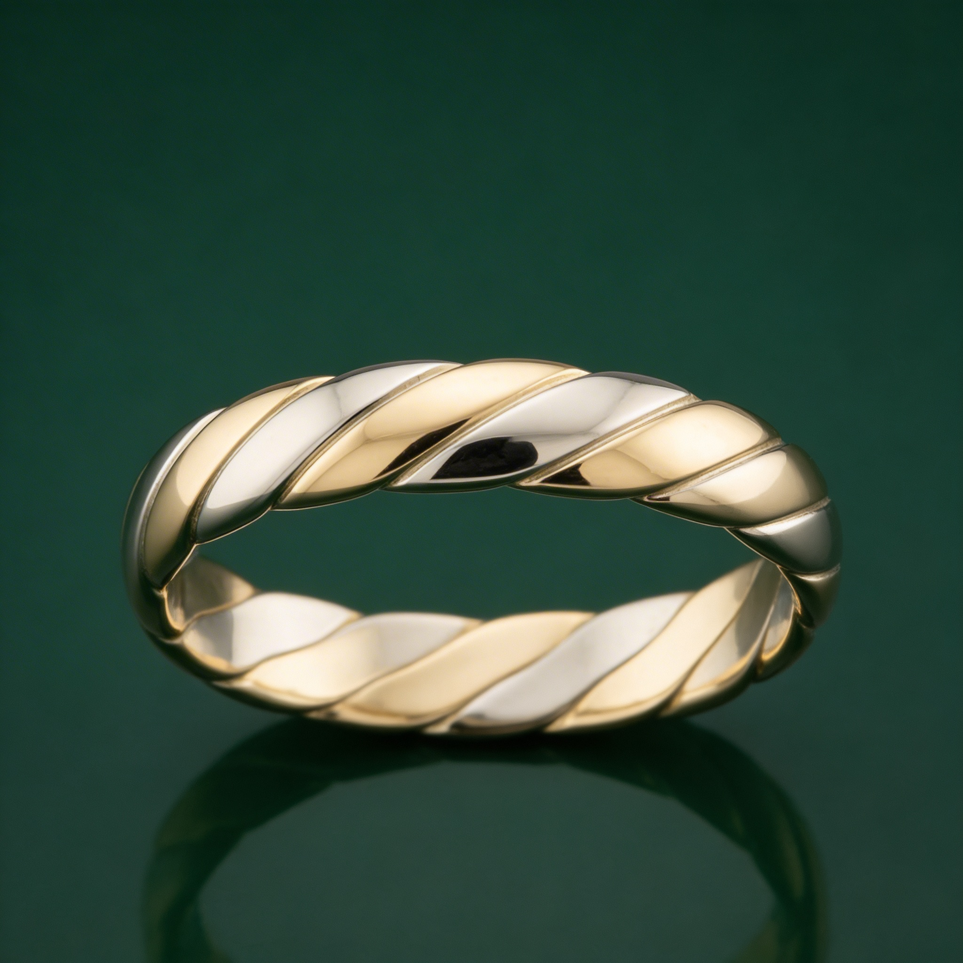 9ct White & Yellow Gold 4mm Twisted Wedding Ring