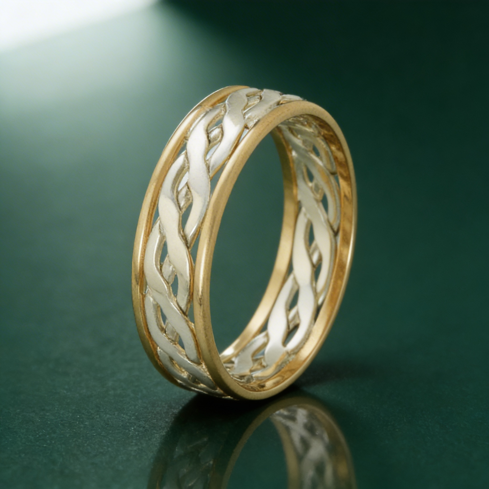 9ct White & Yellow Gold 7mm Celtic Wedding Ring