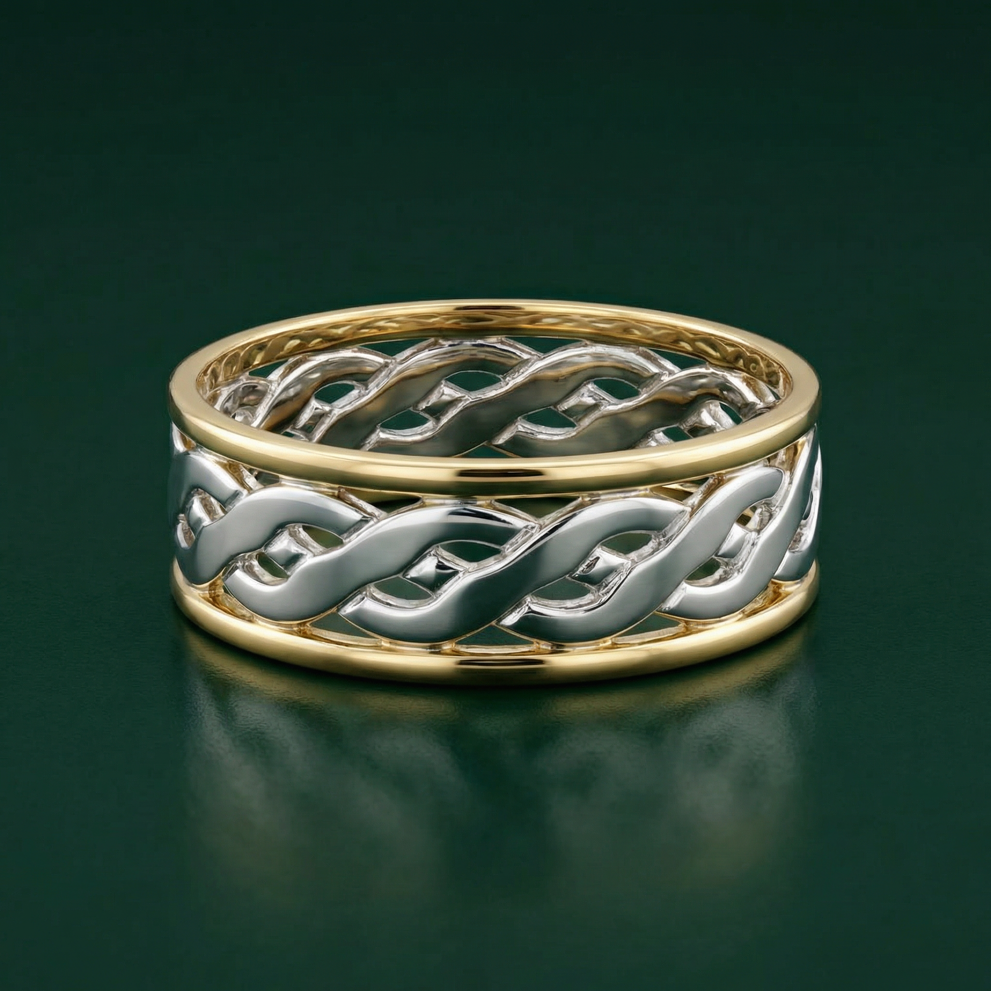 9ct White & Yellow Gold 7mm Celtic Wedding Ring