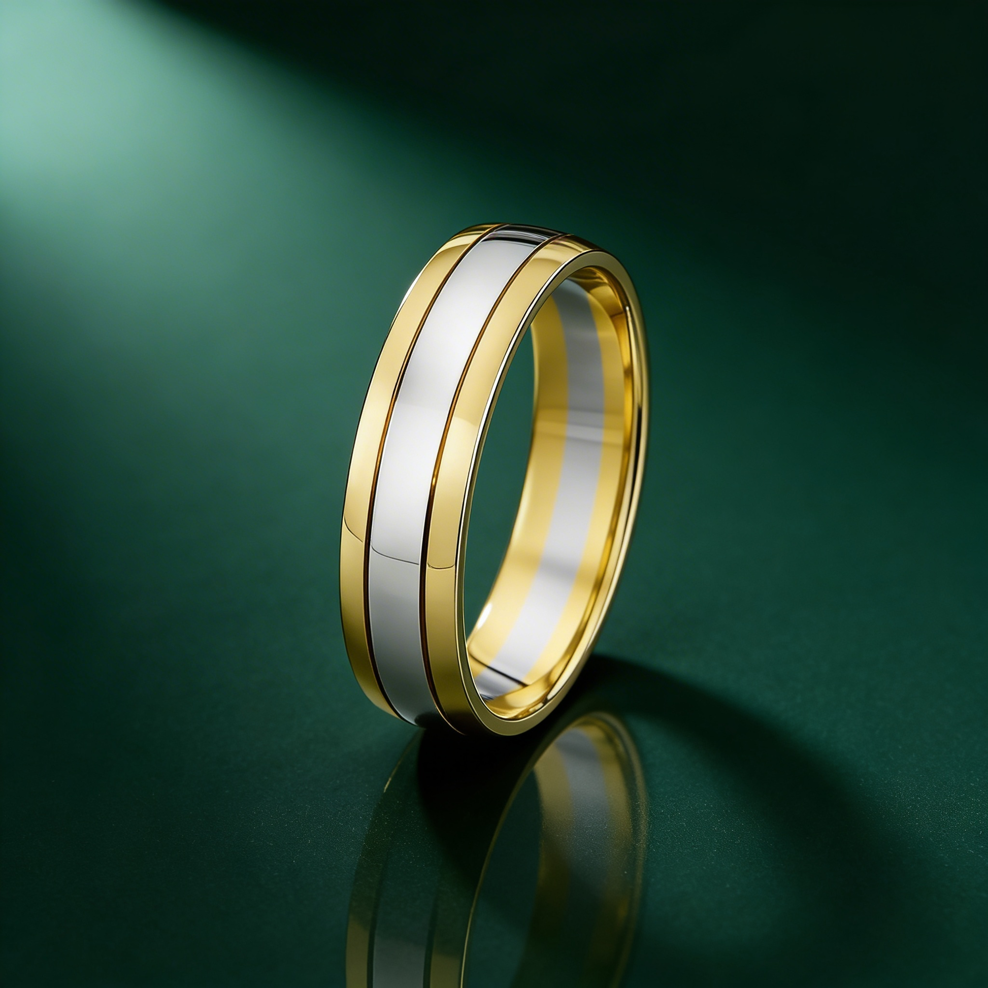 18ct Yellow & White Gold Court Shape 6mm Wedding Ring