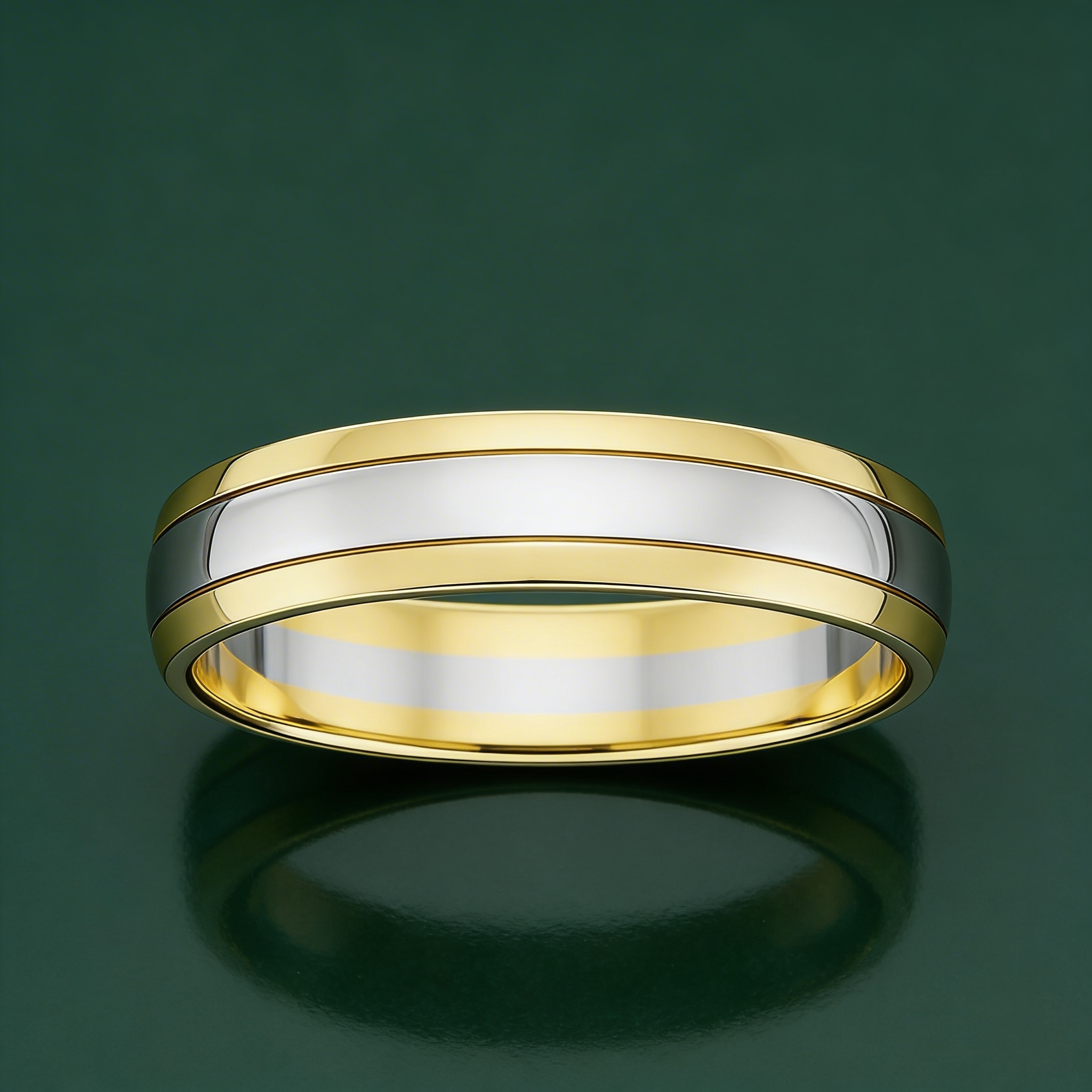 18ct Yellow & White Gold Court Shape 6mm Wedding Ring