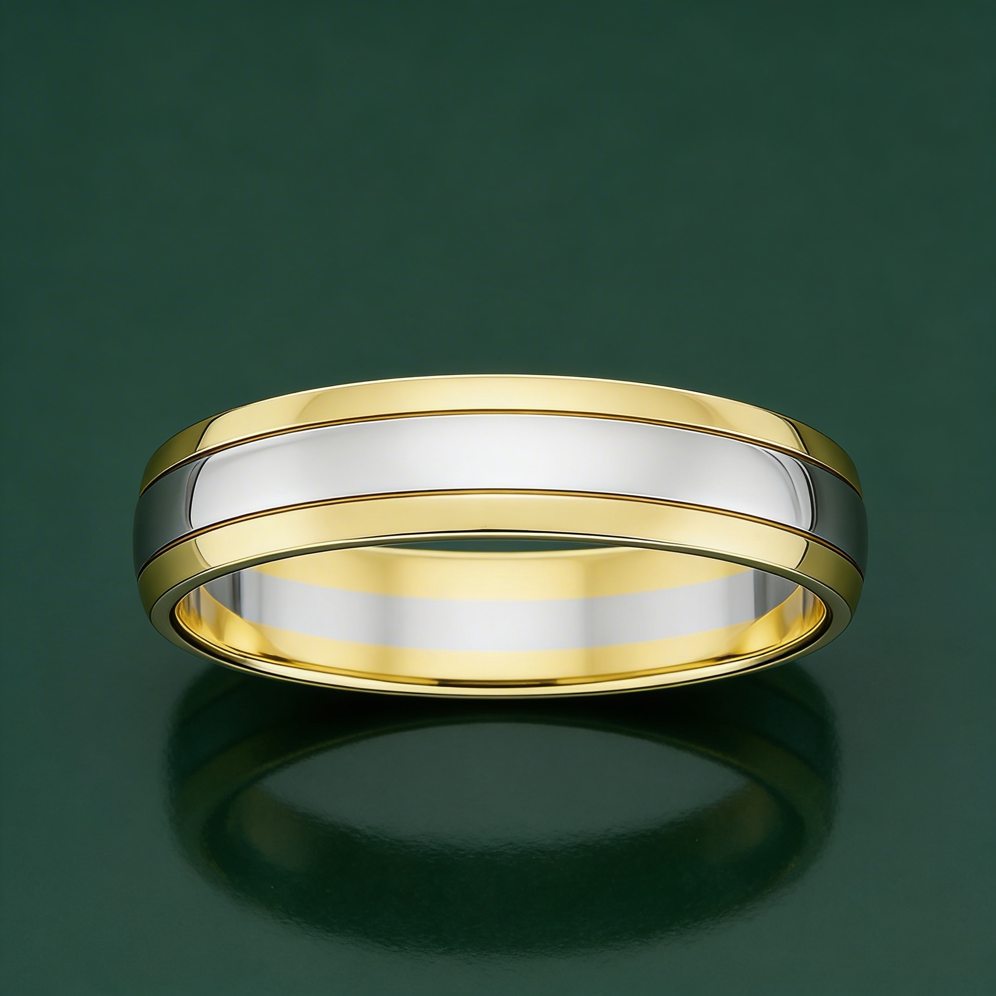 18ct Yellow & White Gold Court Shape 5mm Wedding Ring