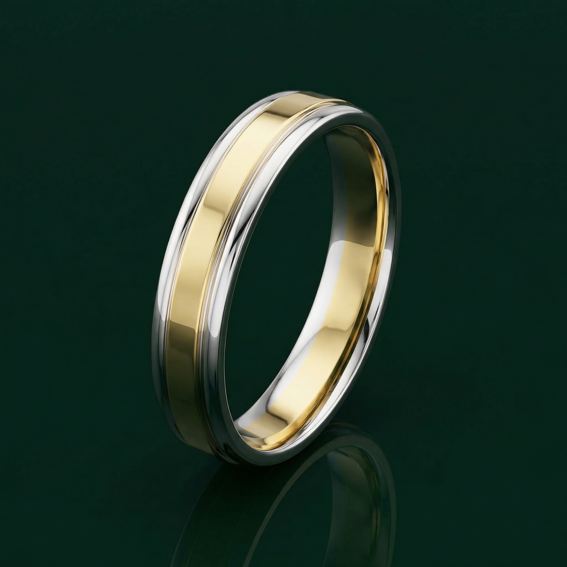 18ct White & Yellow Gold Court Shape 4mm Wedding Ring