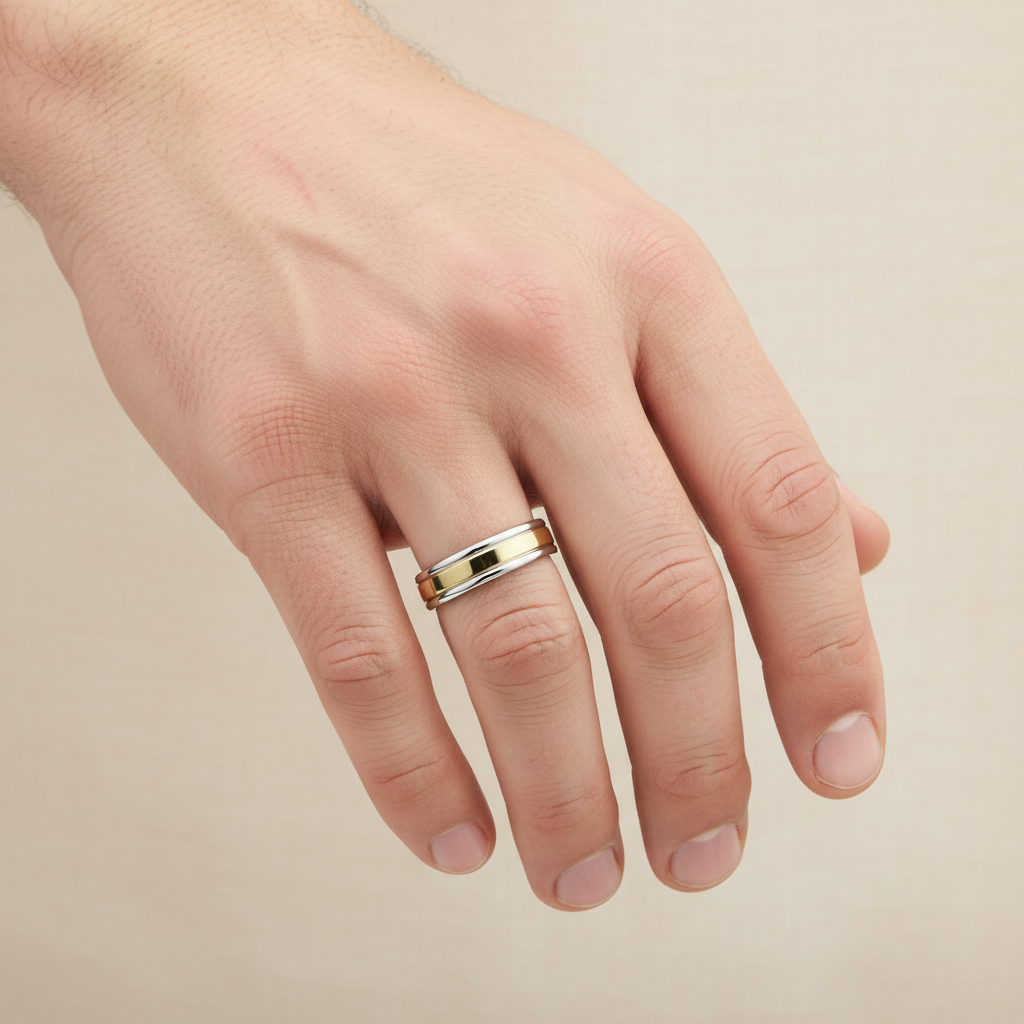 18ct White & Yellow Gold Court Shape 4mm Wedding Ring