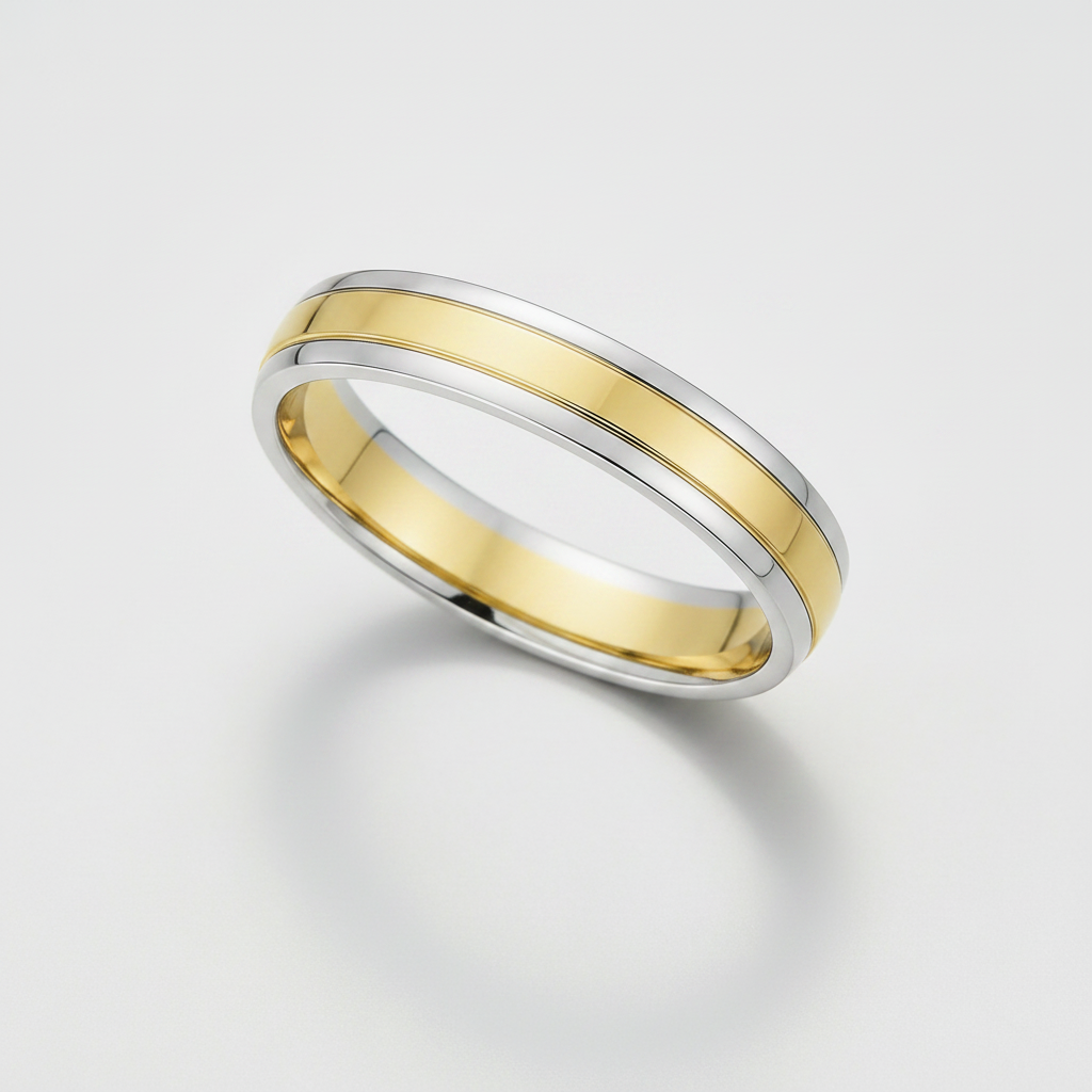 18ct White & Yellow Gold Court Shape 5mm Wedding Ring