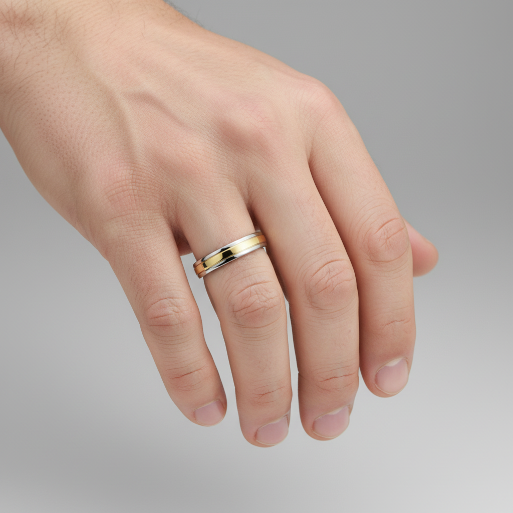 18ct White & Yellow Gold Court Shape 5mm Wedding Ring