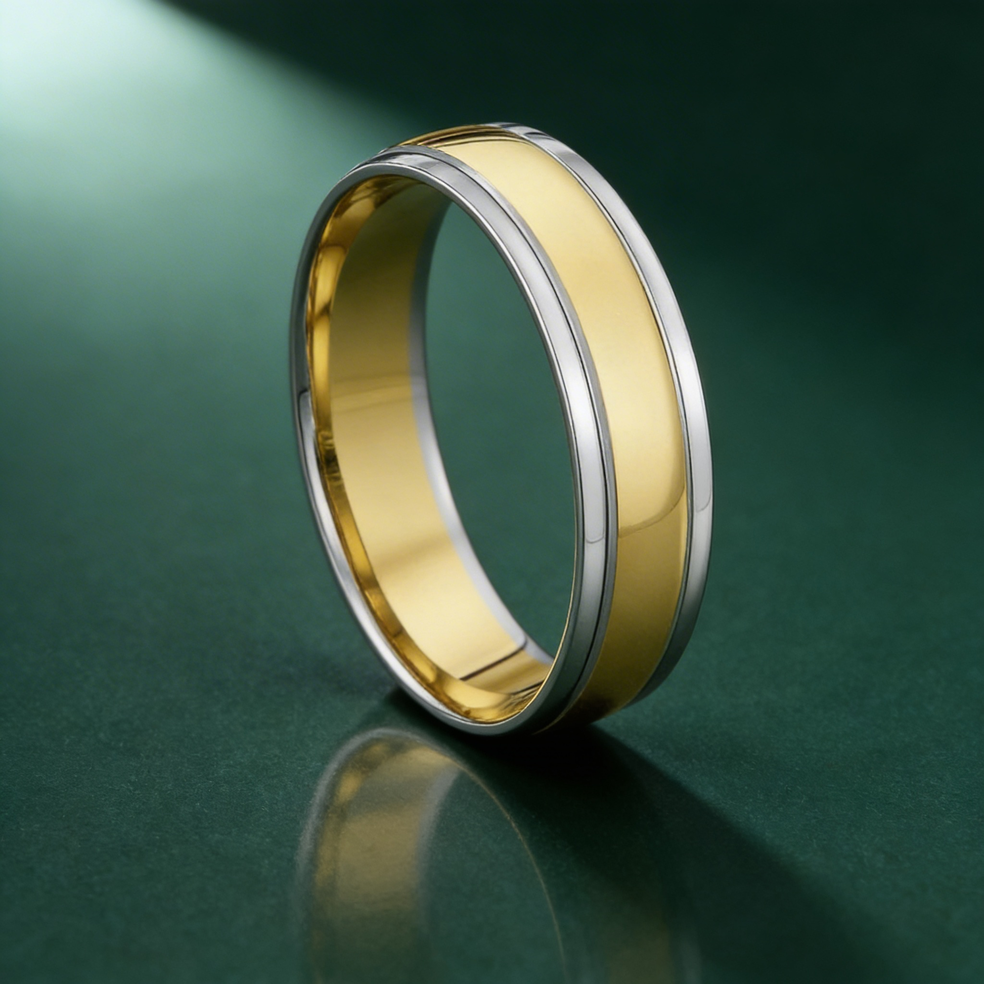 18ct White & Yellow Gold Court Shape 6mm Wedding Ring