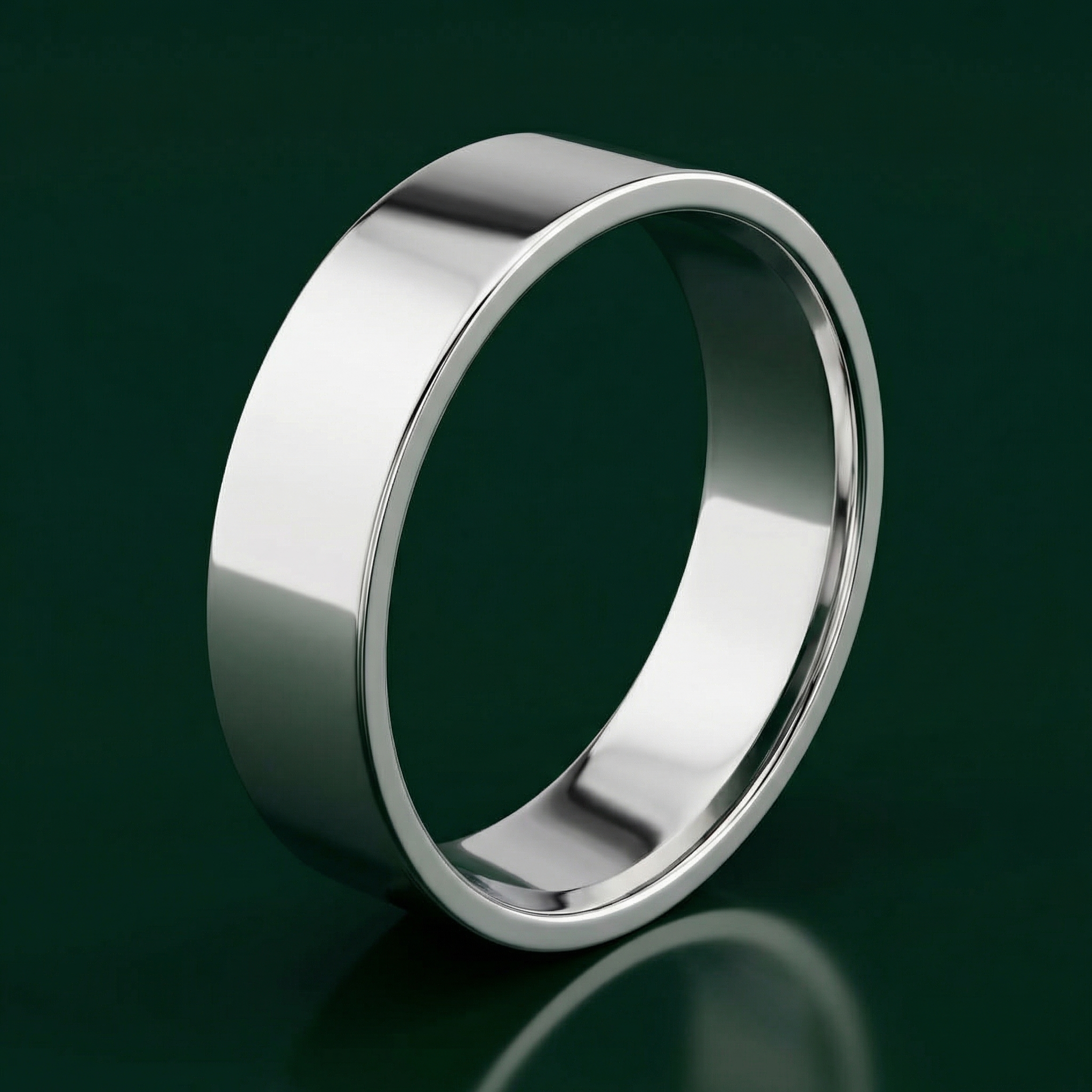 9ct White Gold Light Flat Court Shape 5mm Wedding Ring