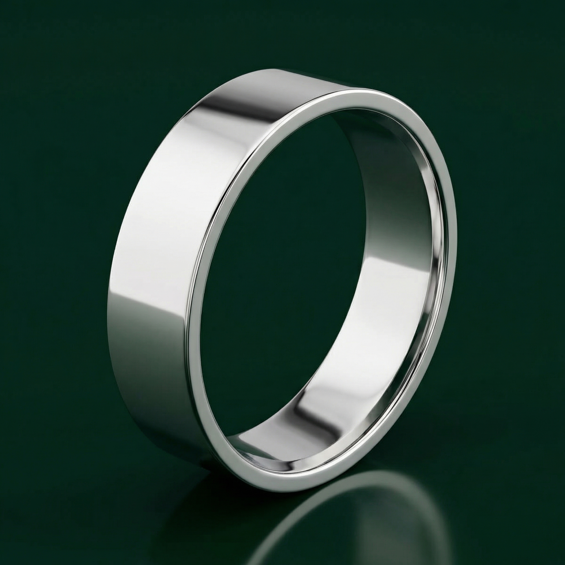 9ct White Gold Light Flat Court Shape 5mm Wedding Ring