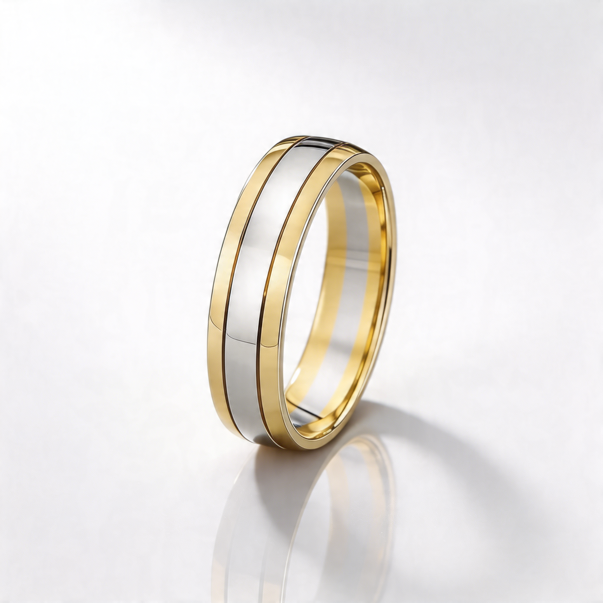 18ct Yellow & White Gold Court Shape 6mm Wedding Ring