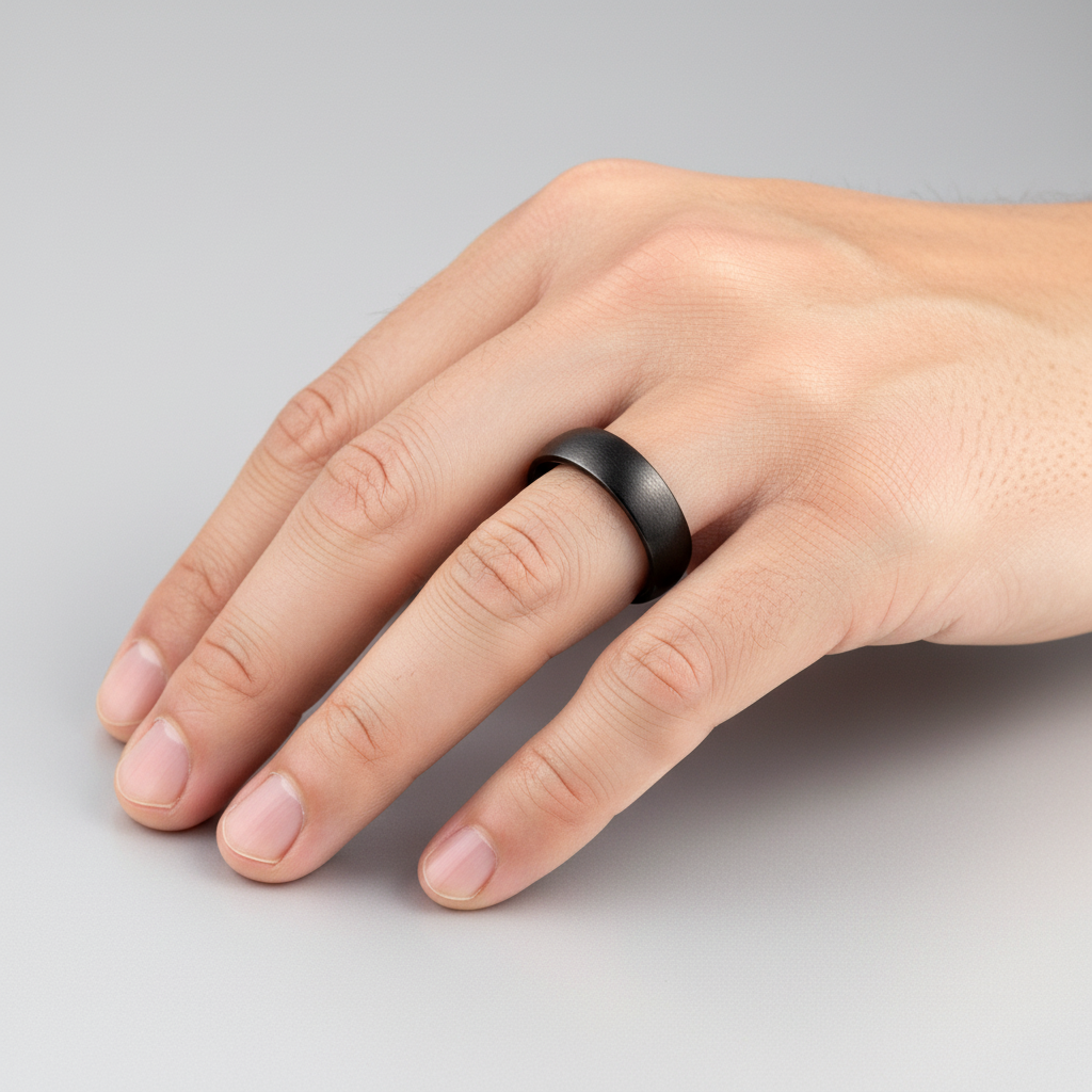 Black Titanium Matt 6mm Court Shape Wedding Ring