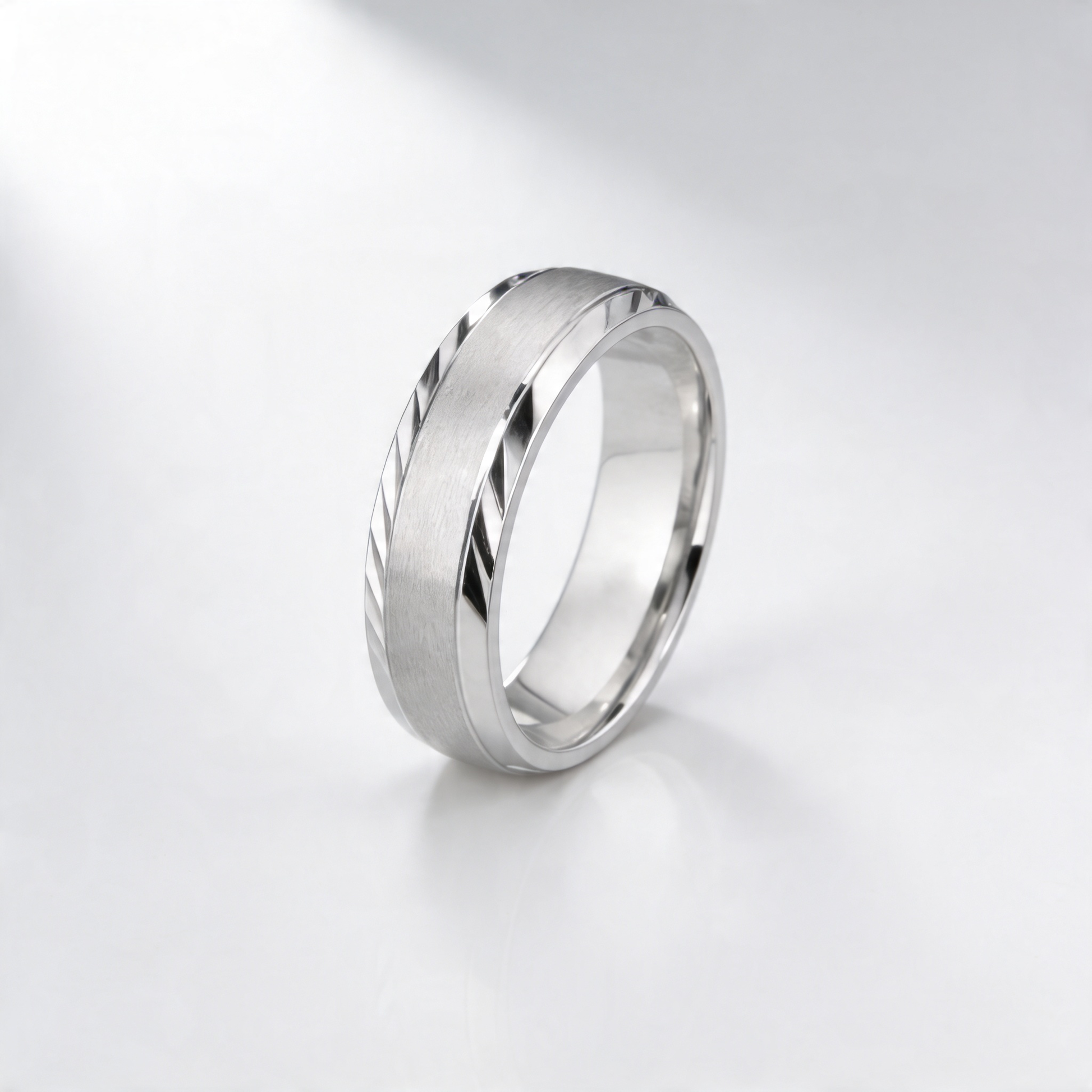Palladium 500 Court Matt Center with Cut Edges 7mm Wedding Ring