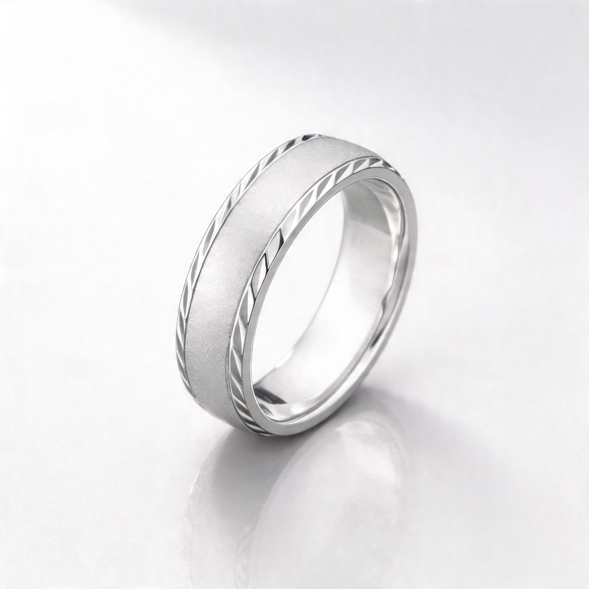 Palladium 500 Court Matt Center with Cut Edges 6mm Wedding Ring