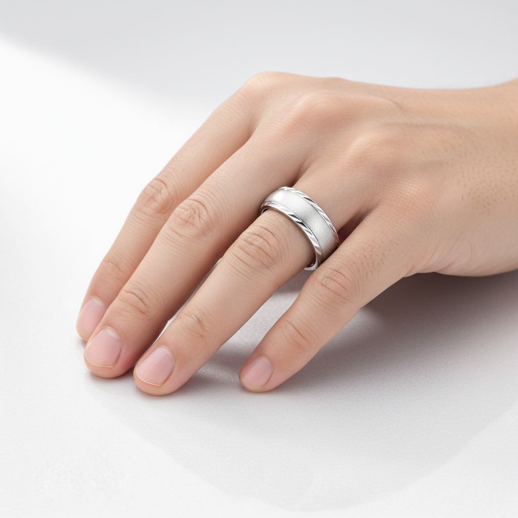 Palladium 500 Court Matt Center with Cut Edges 6mm Wedding Ring