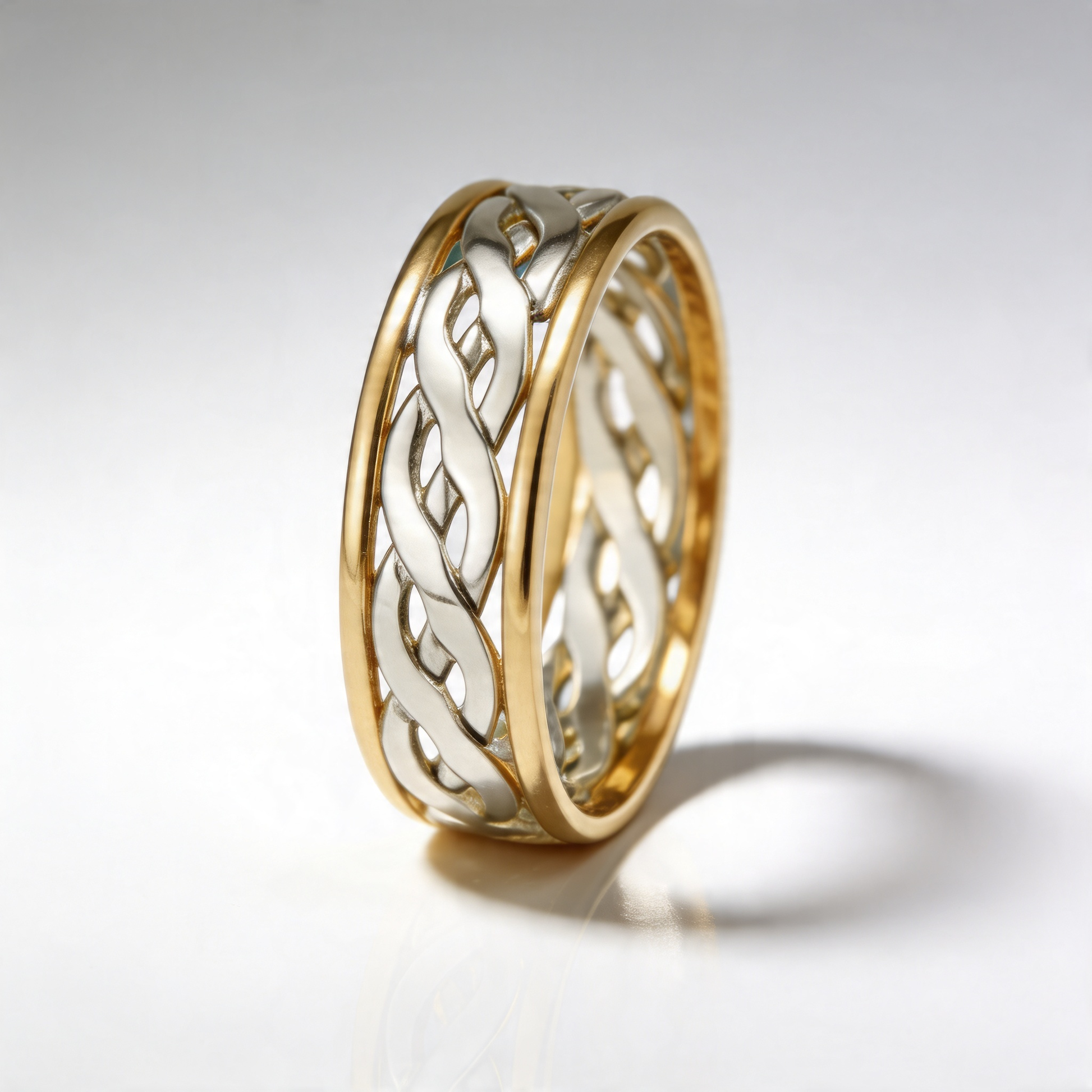 9ct White & Yellow Gold 7mm Celtic Wedding Ring