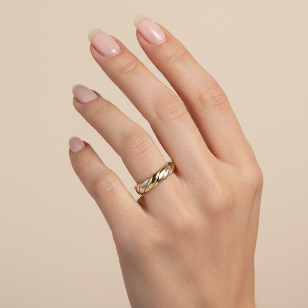 9ct White & Yellow Gold 4mm Twisted Wedding Ring