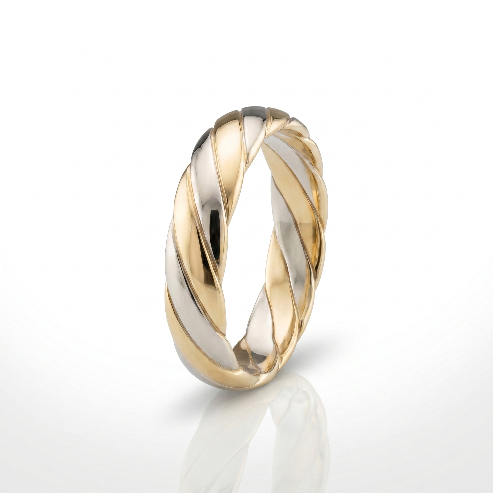 9ct White & Yellow Gold 5mm Twisted Wedding Ring