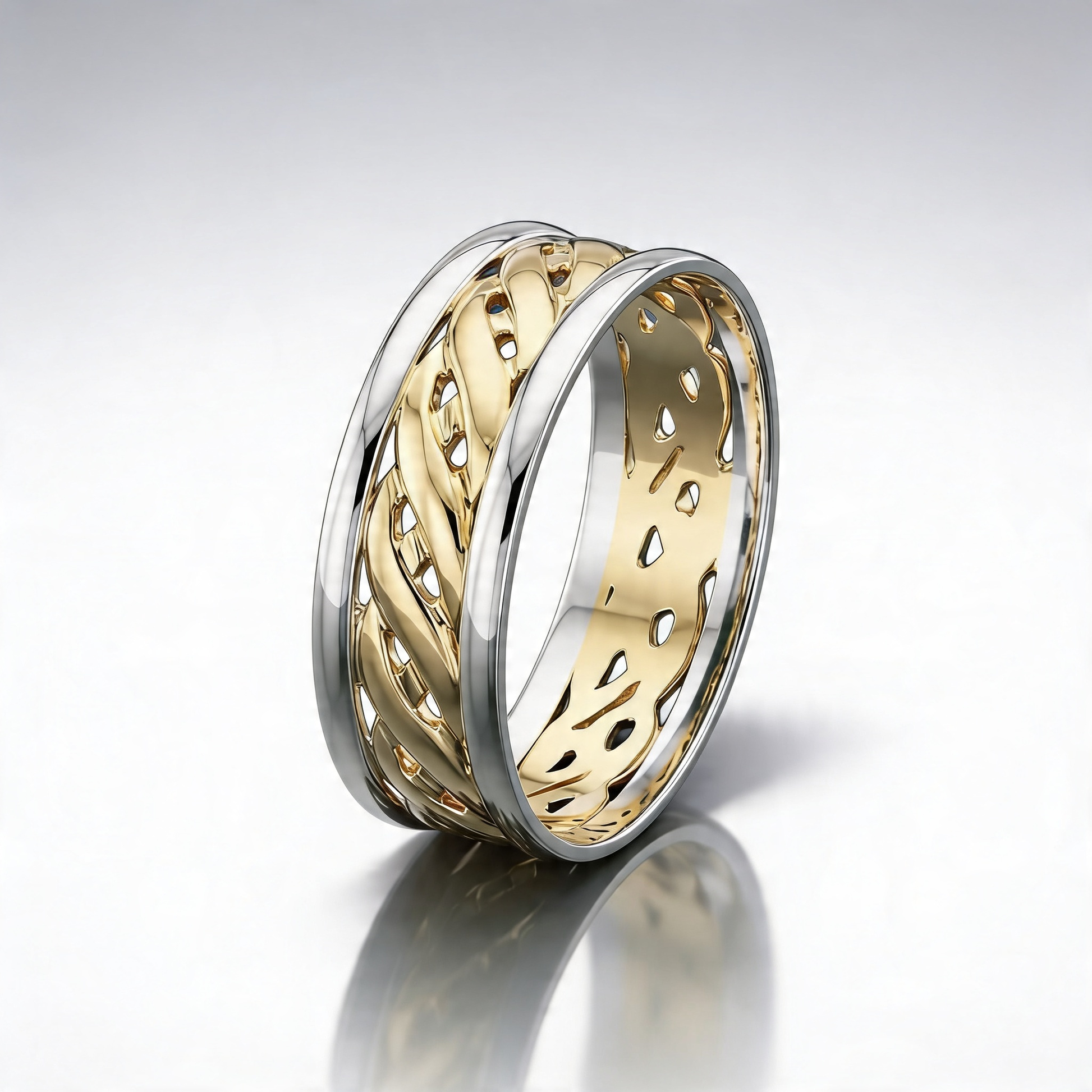 9ct White & Yellow Gold 6mm Celtic Wedding Ring