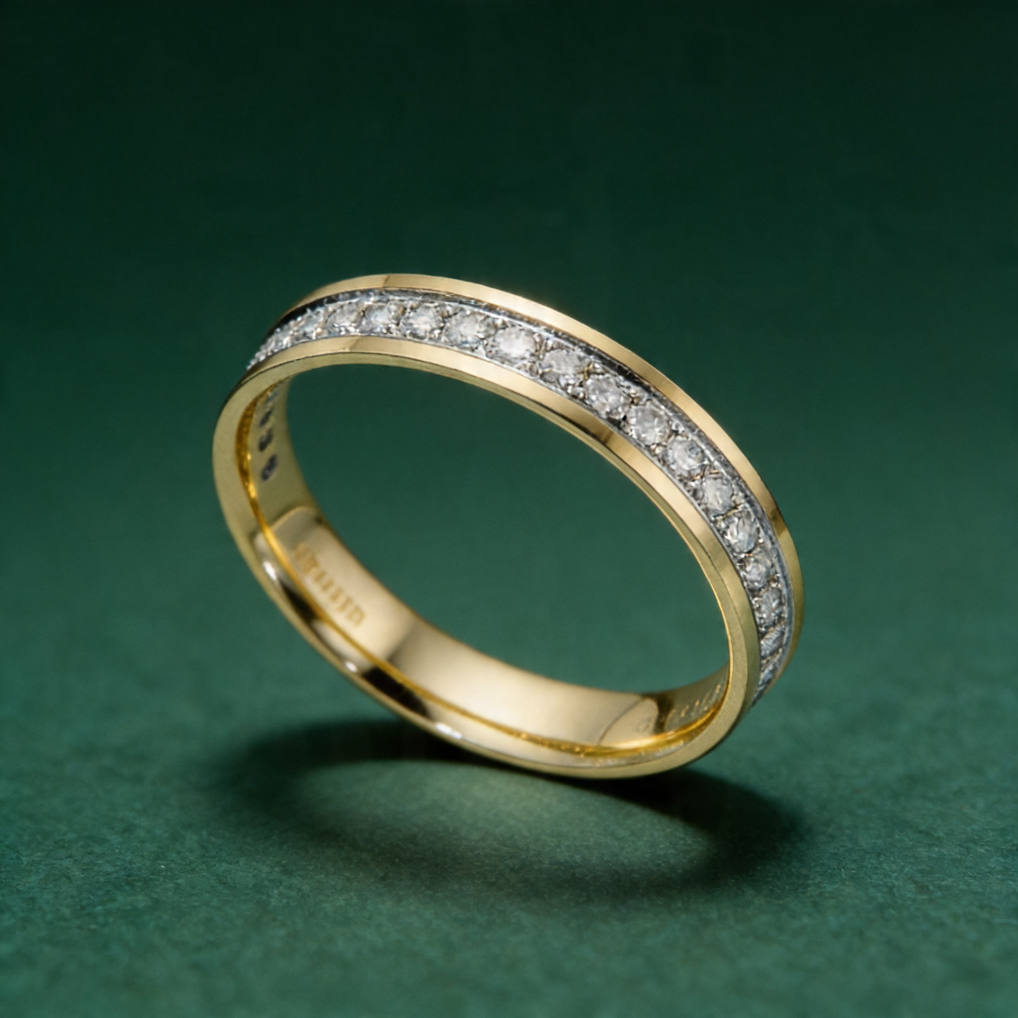9ct Yellow Gold with Rhodium Accent 0.25 carat Diamond Eternity 3.5mm Wedding Ring