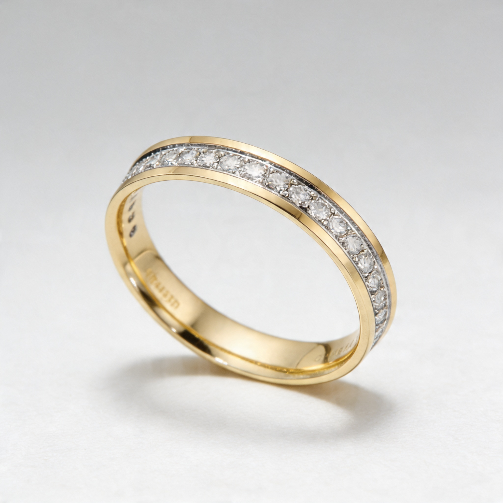 9ct Yellow Gold with Rhodium Accent 0.25 carat Diamond Eternity 3.5mm Wedding Ring