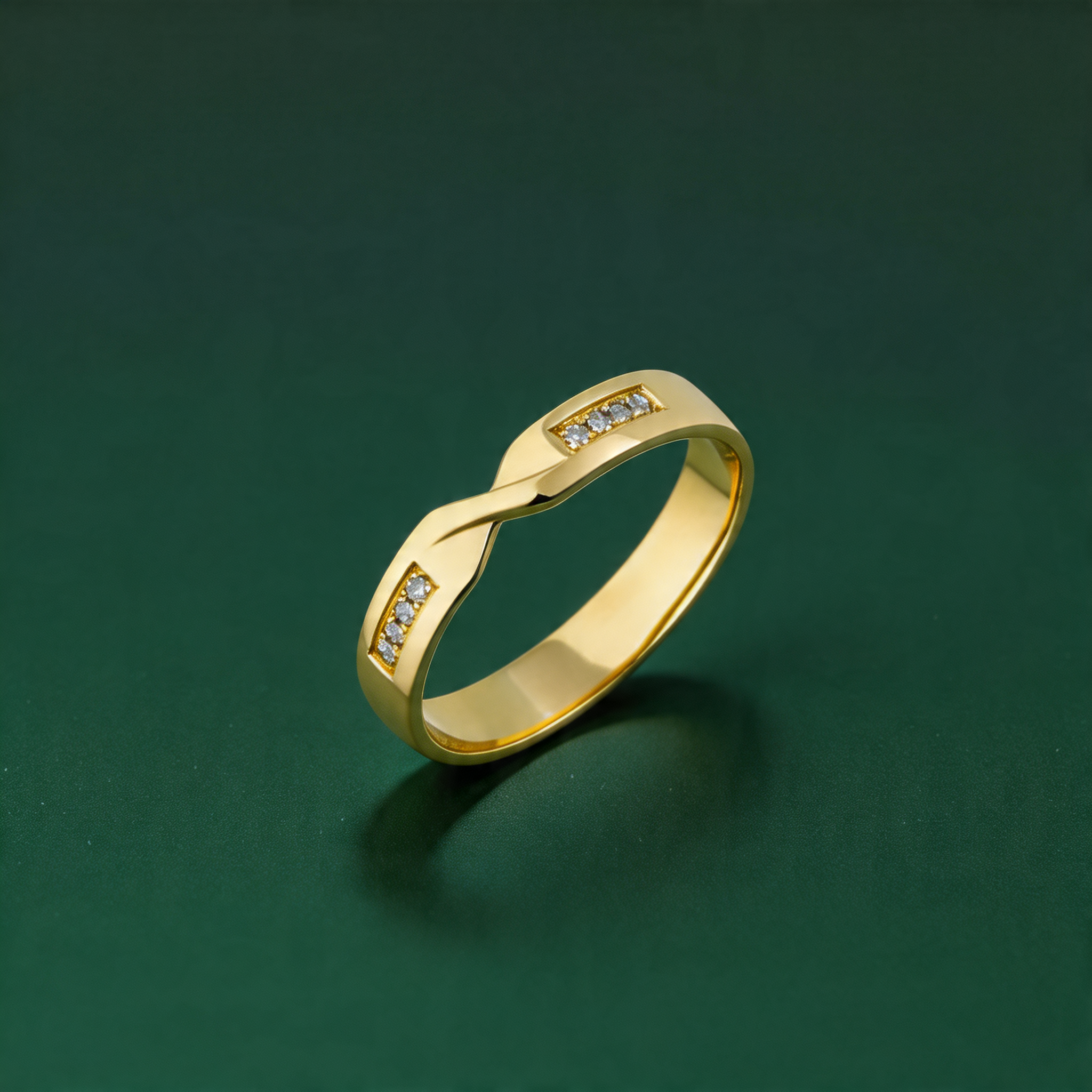 9ct Yellow Gold 0.08 carat Diamond Twisted 4mm Wedding Ring