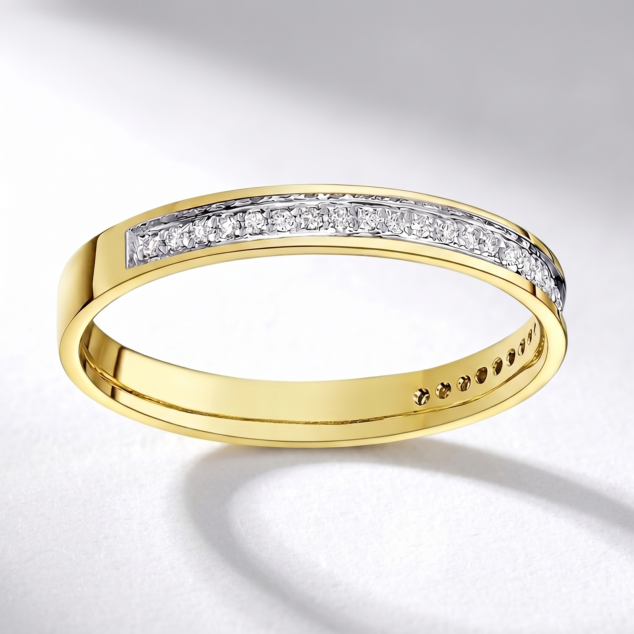 9ct Yellow Gold Round 0.15 carat Diamond Eternity 3mm Wedding Ring