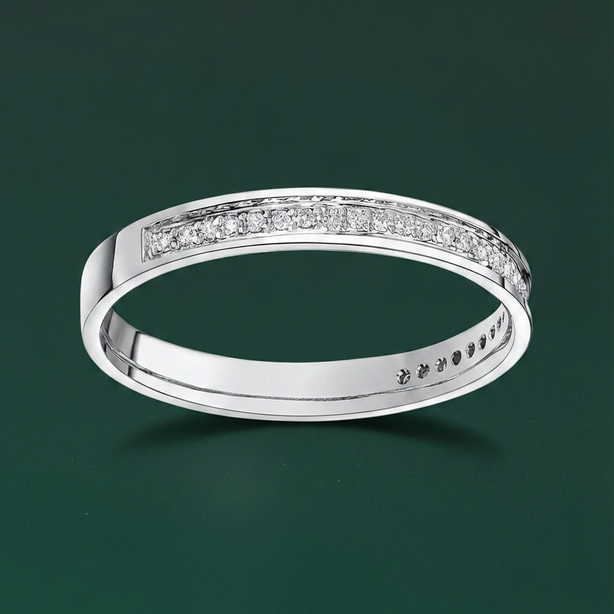 9ct White Gold Round 0.15 carat Diamond Eternity 3mm Wedding Ring