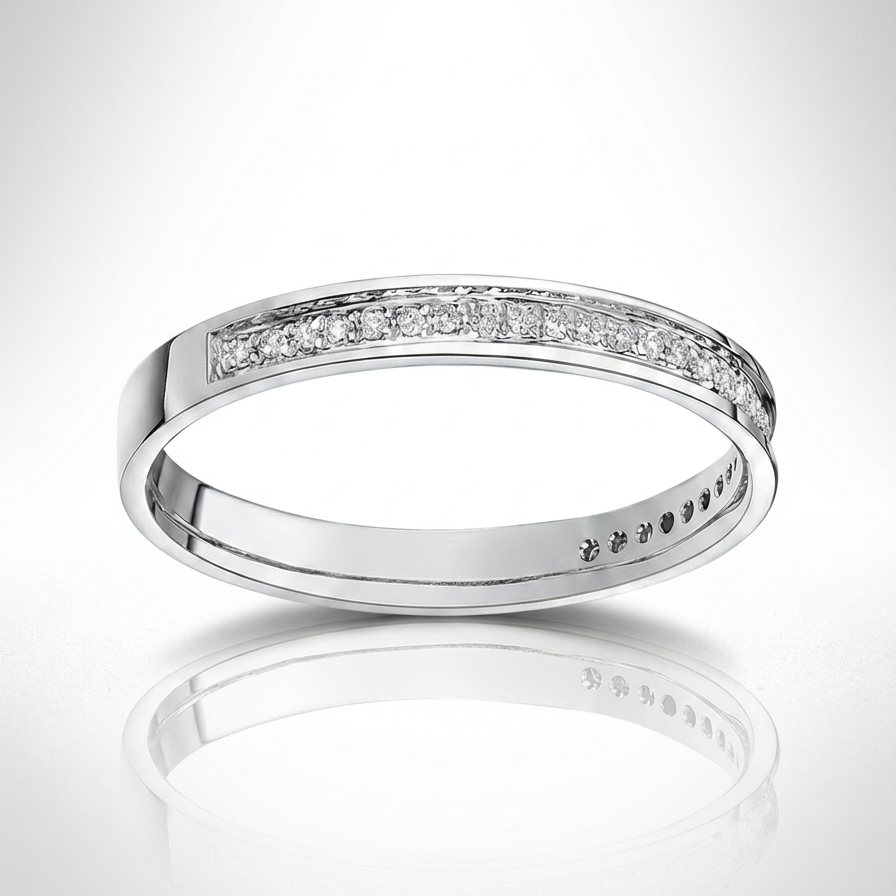 9ct White Gold Round 0.15 carat Diamond Eternity 3mm Wedding Ring