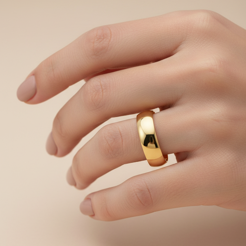9ct Yellow Gold Light D Shape 5mm Wedding Ring