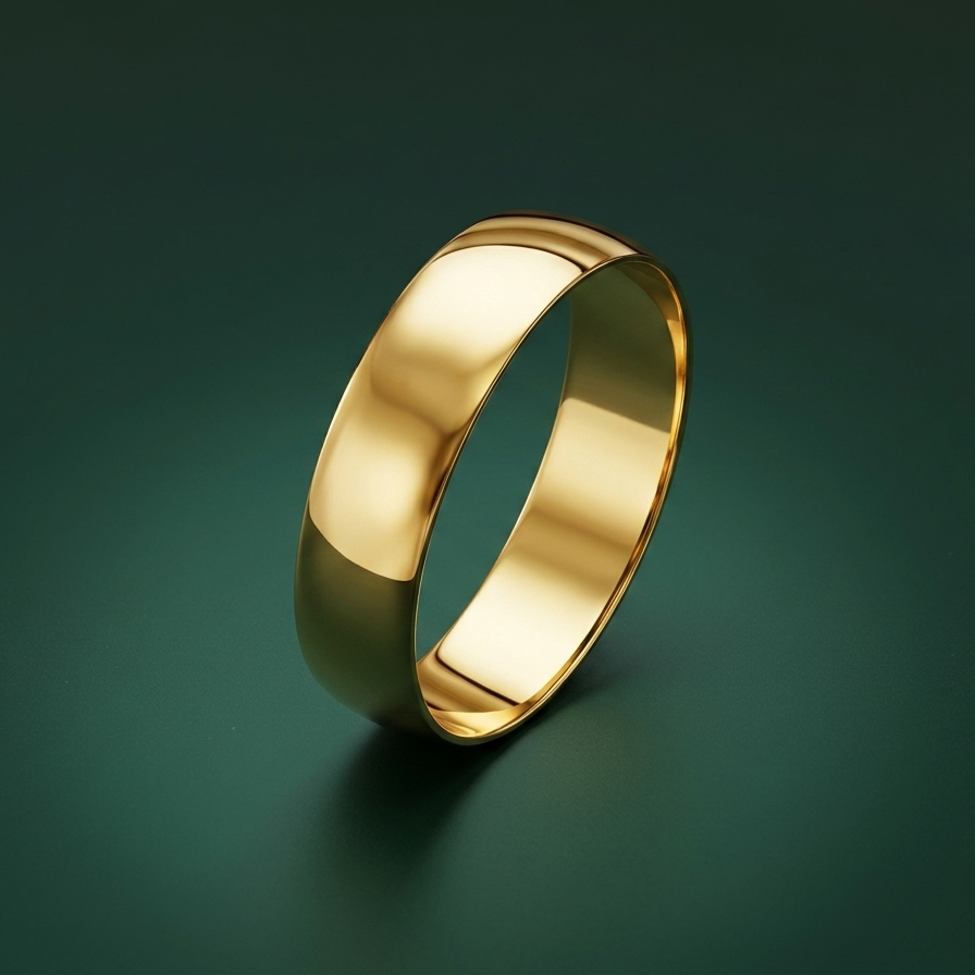 9ct Yellow Gold Light D Shape 5mm Wedding Ring