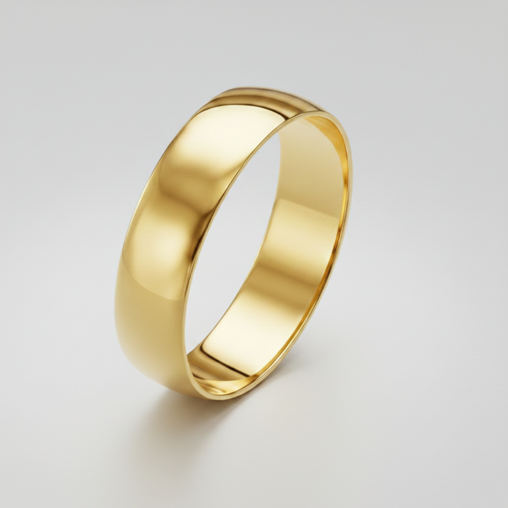 9ct Yellow Gold Light D Shape 5mm Wedding Ring