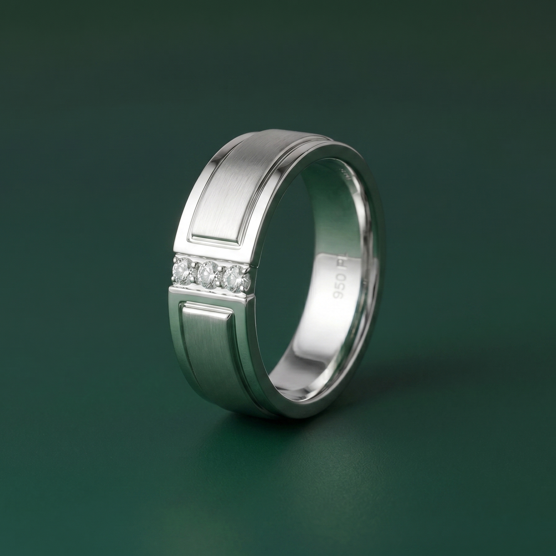 9ct White Gold Embossed Center 0.10 carat Diamond 6mm Ring