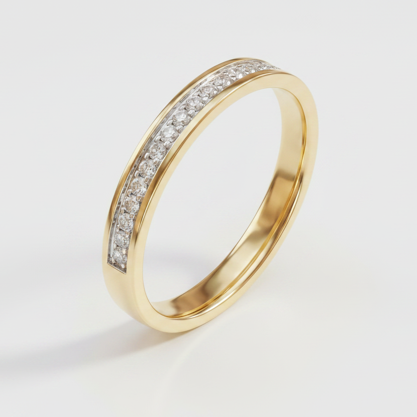 18ct Yellow Gold Round 0.15 carat Diamond Eternity 3mm Wedding Ring