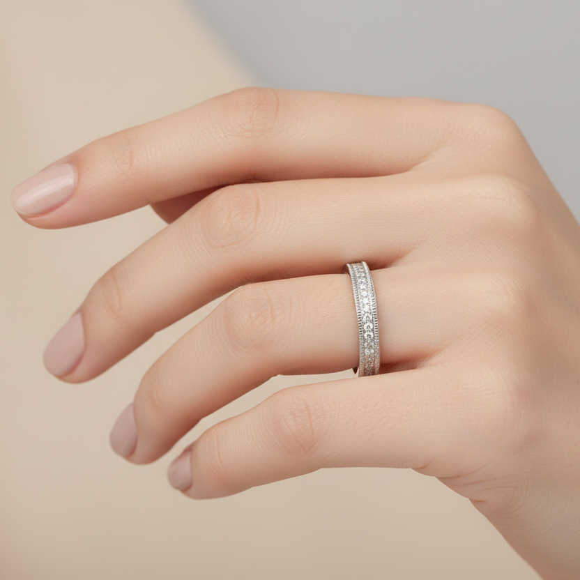18ct White Gold 0.10 carat Diamond 3mm Wedding Ring
