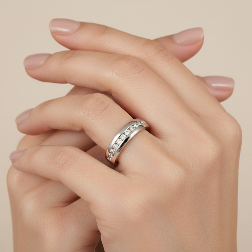 18ct White Gold 0.25 carat Diamond Eternity 4mm Wedding Ring