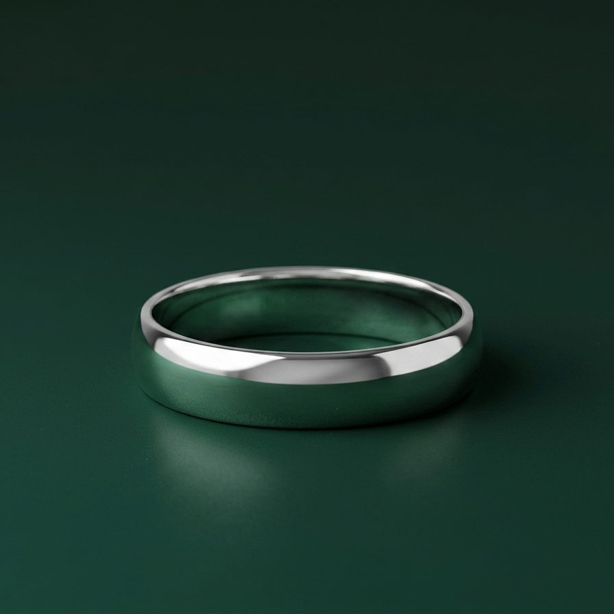 9ct White Gold Light D Shape 4mm Wedding Ring