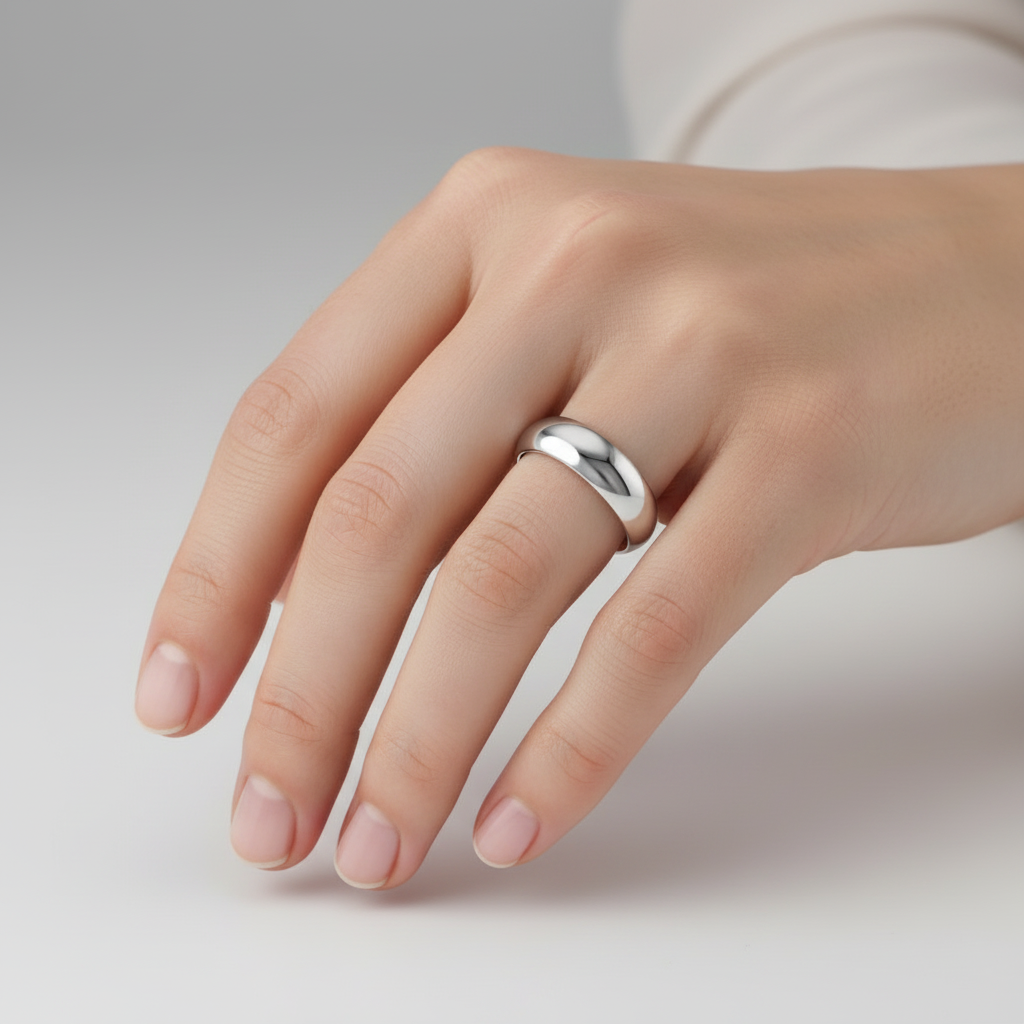 Silver Heavy Court Shape 4mm Wedding Ring