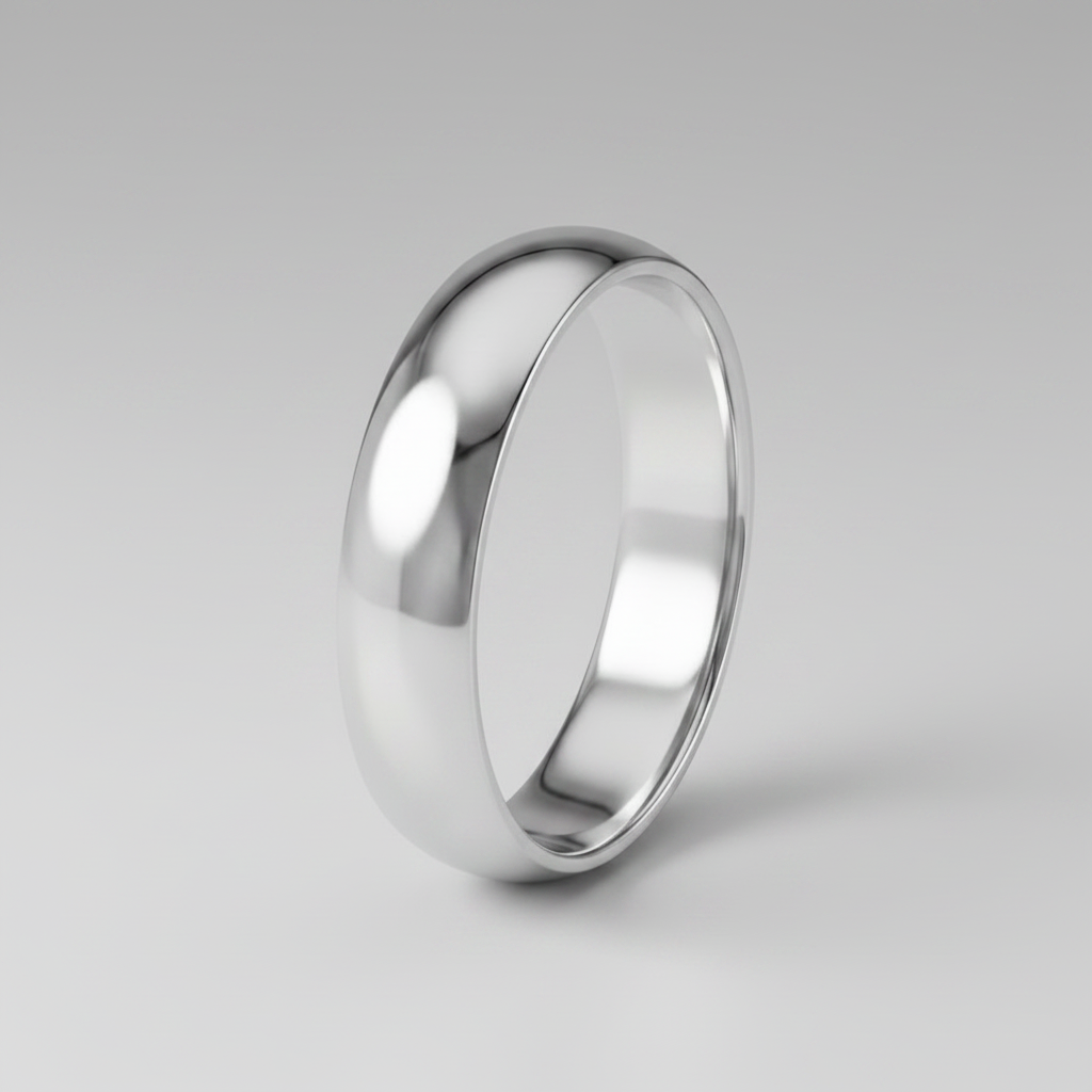 Silver Heavy Court Shape 4mm Wedding Ring